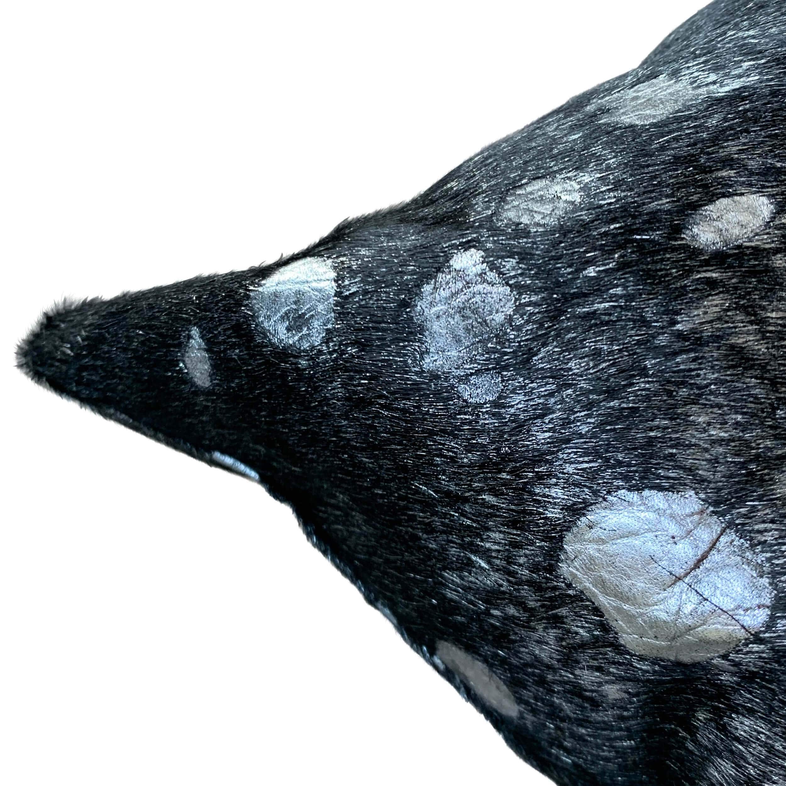 Cowhide Lumbar Pillow, Black w/Silver Metallic - Image 2