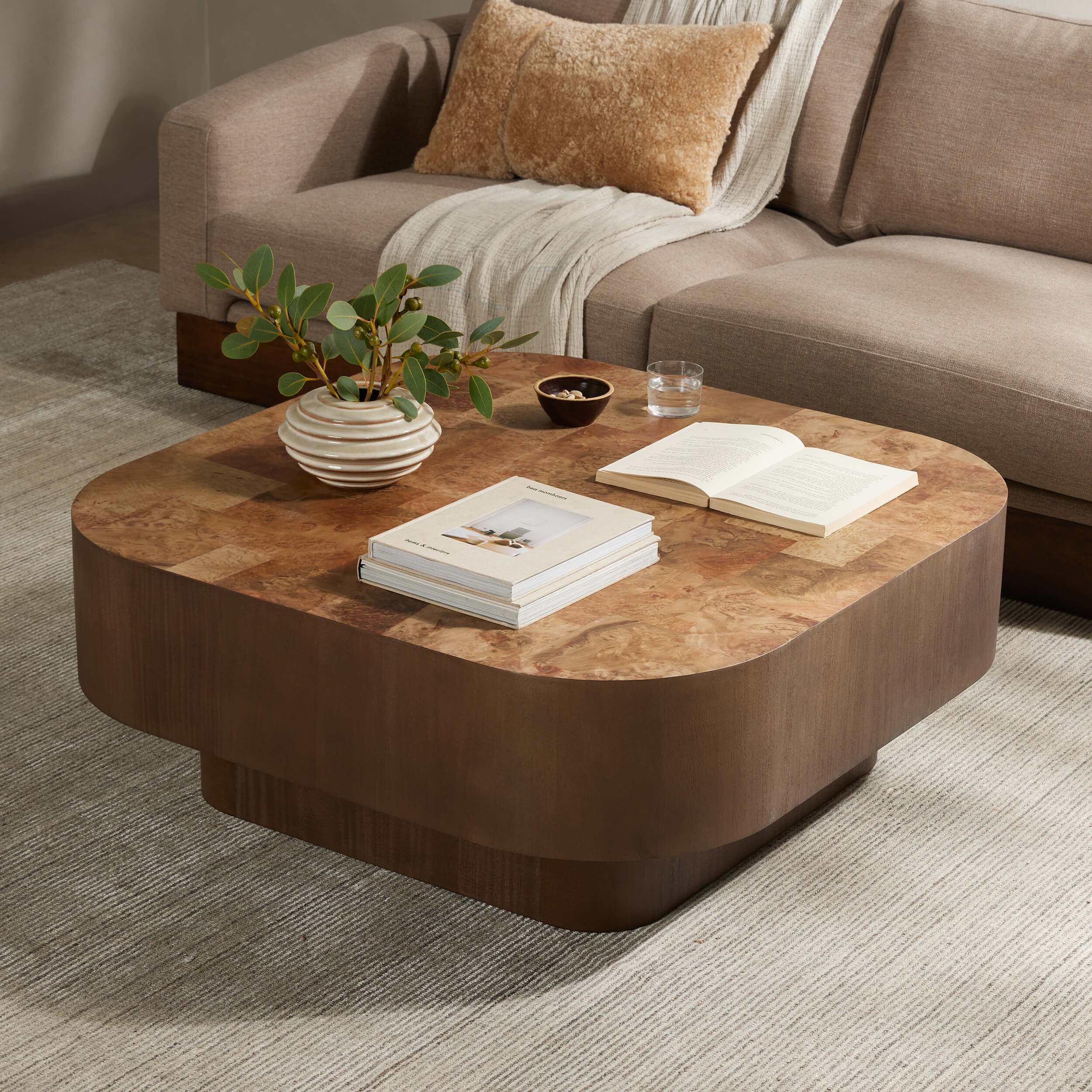 Blanco Coffee Table, Warm Umber Burl by Four Hands - Image 4