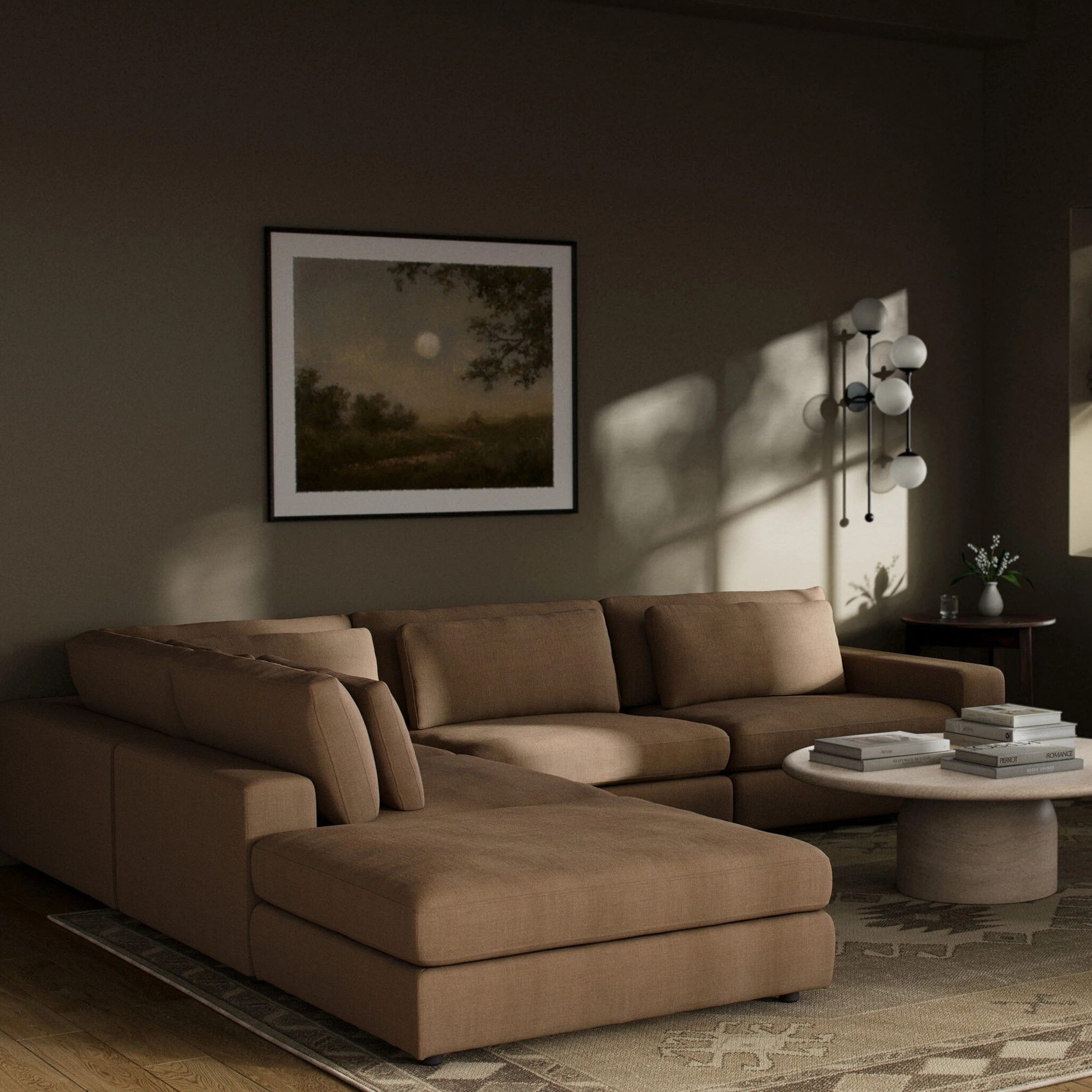 Bloor 4 Piece Sectional w/ Ottoman, Savoy Ochre by Four Hands - Image 4