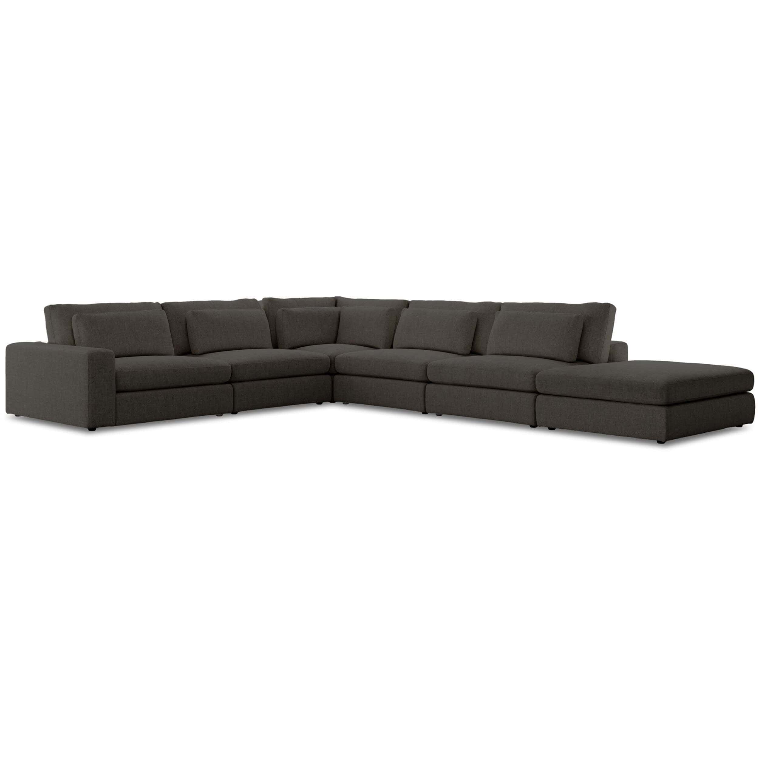 Bloor 5-Piece LAF Sectional w/Ottoman, Landale Charcoal by Four Hands