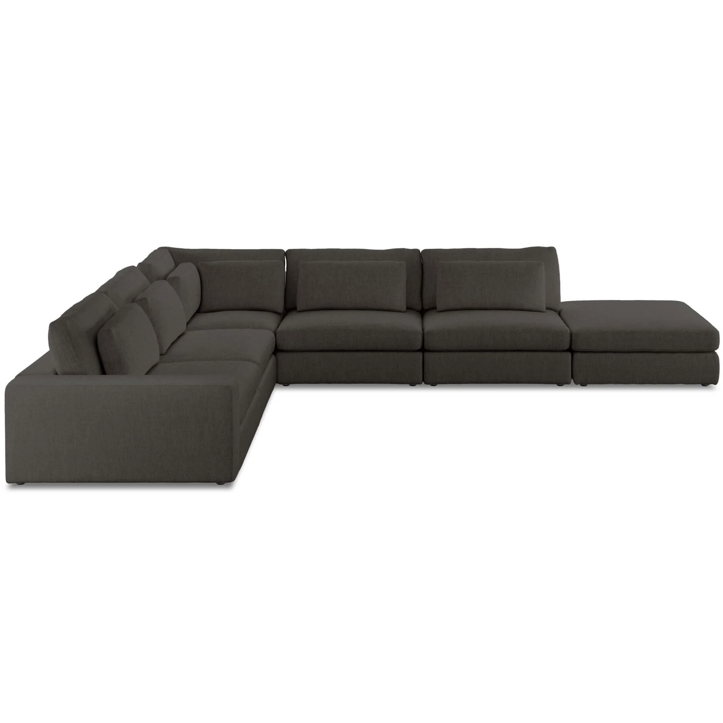 Bloor 5-Piece LAF Sectional w/Ottoman, Landale Charcoal by Four Hands - Image 3