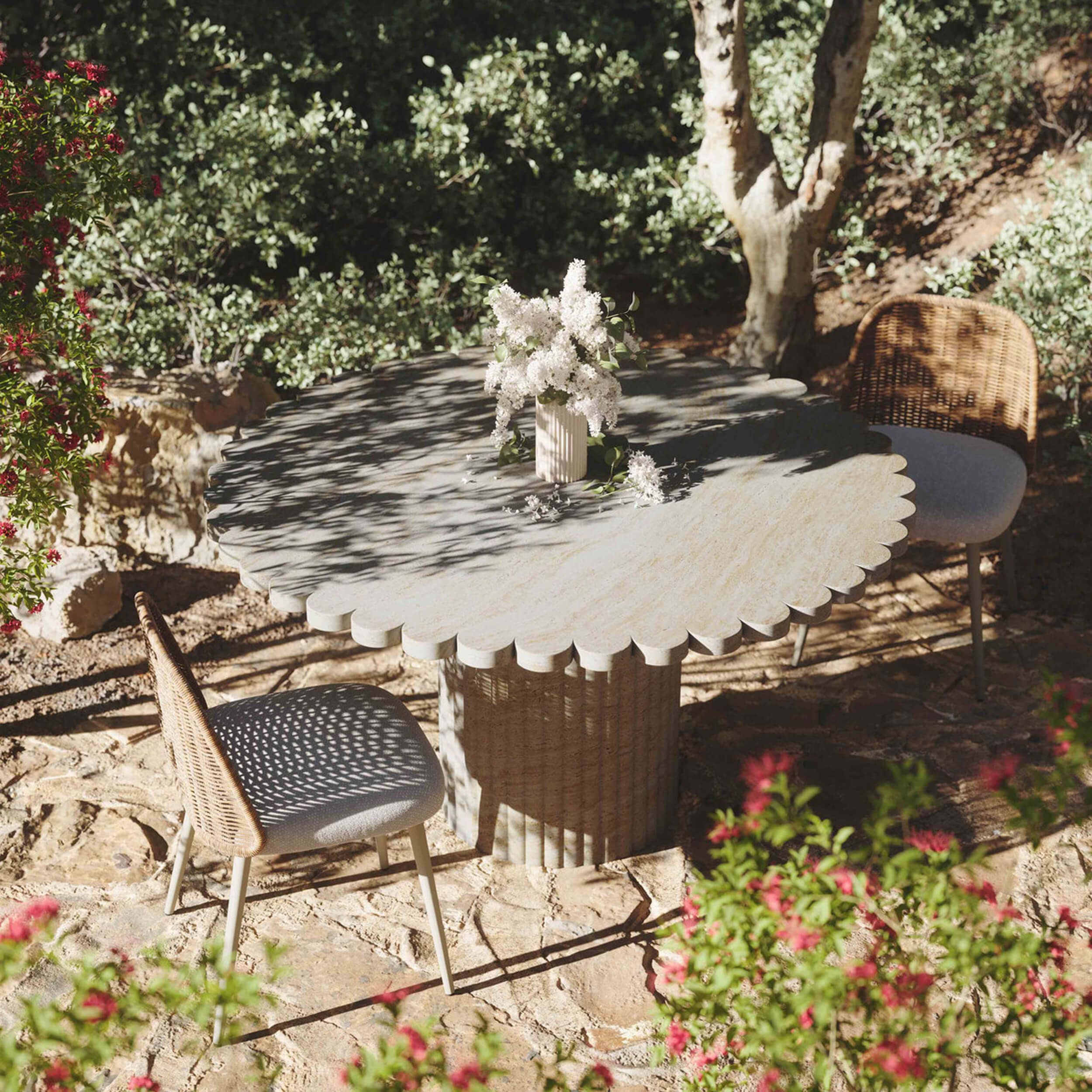 Blossom Outdoor Dining Table, Travertine Finish - Image 6