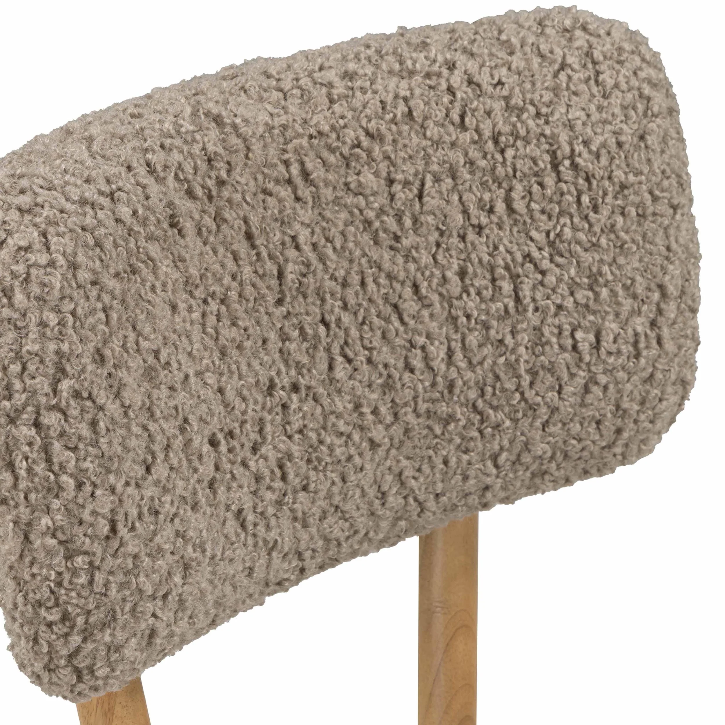 Bobbie Shearling Dining Chair, Cream/Grey - Image 6