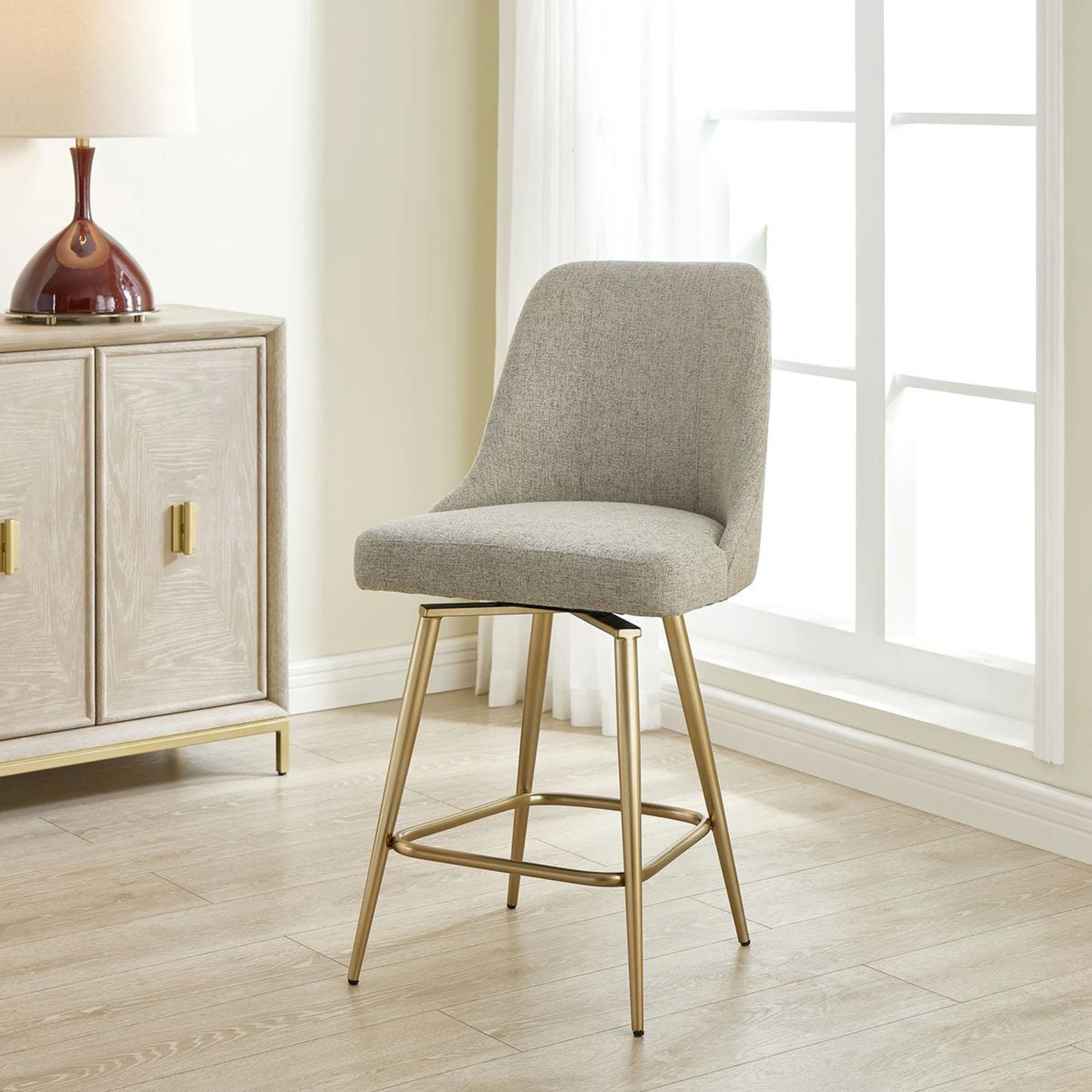 Bramwell Swivel Counter Stool, Heathered Taupe - Image 5