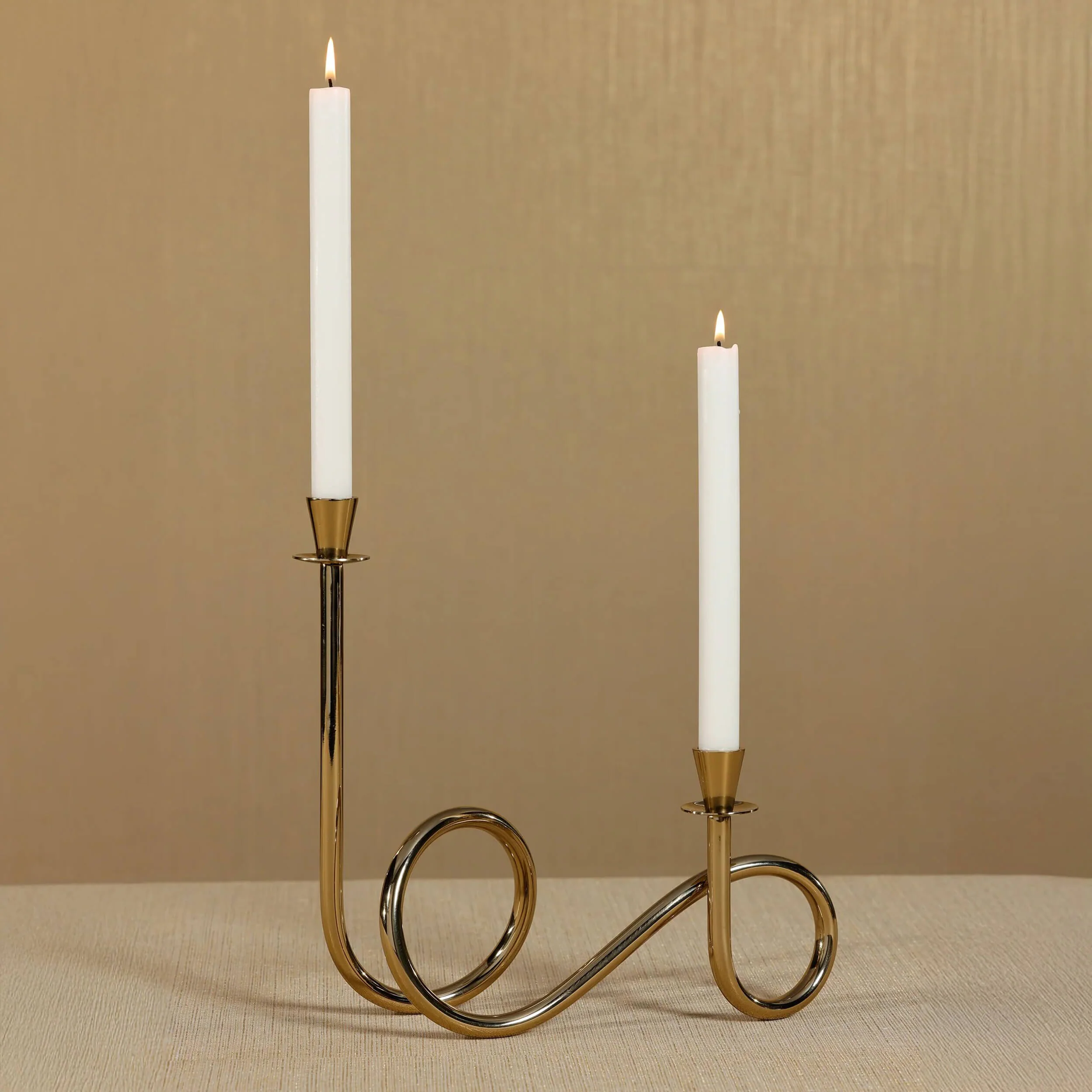 Breda 2-Tier Brass Candle Holder, Polished Gold - Image 2