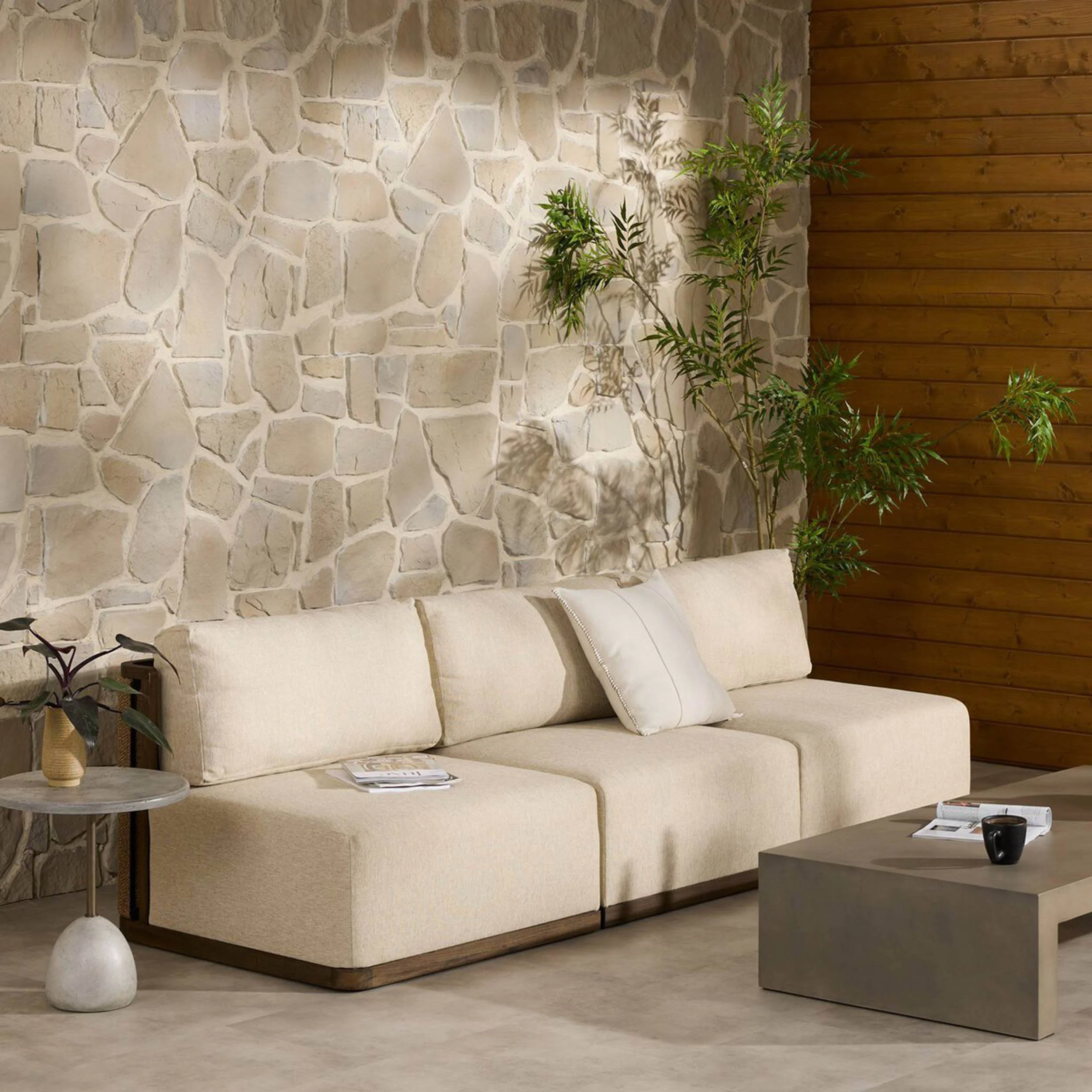 Brio Outdoor 3 Piece Sectional, Ellor Beige by Four Hands - Image 6