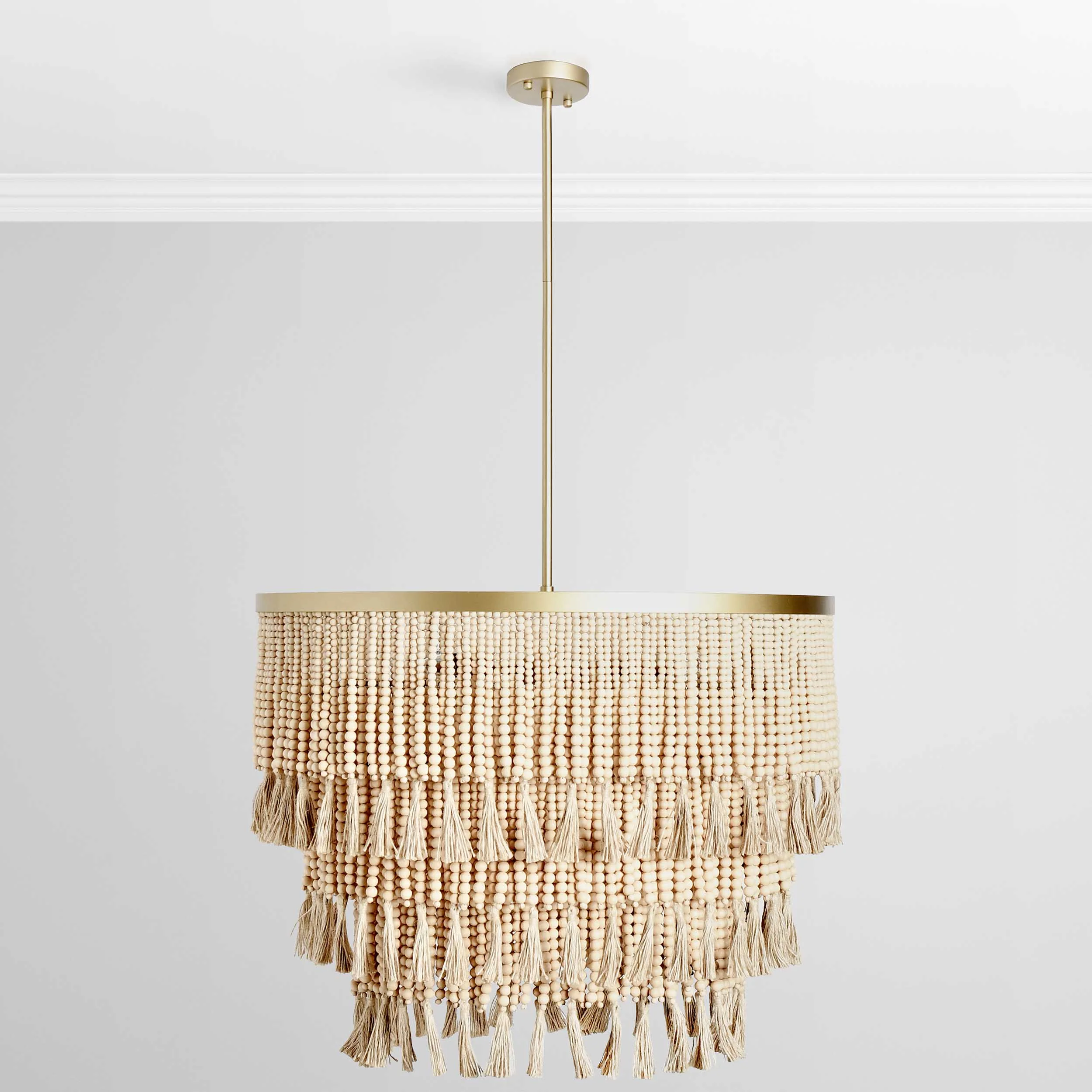 Brittany Round Beaded Chandelier, Natural