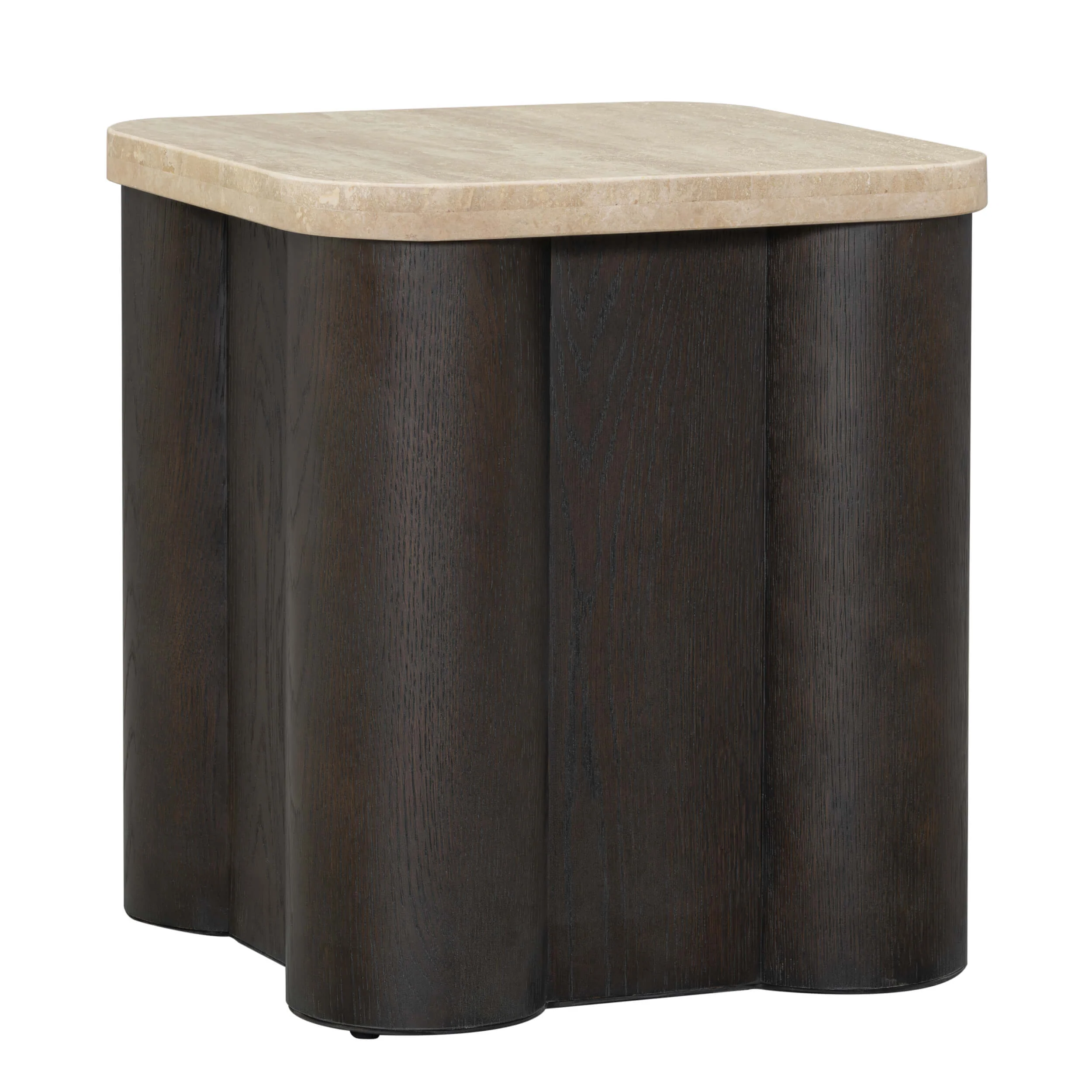 Brooks End Table, Warm Travertine