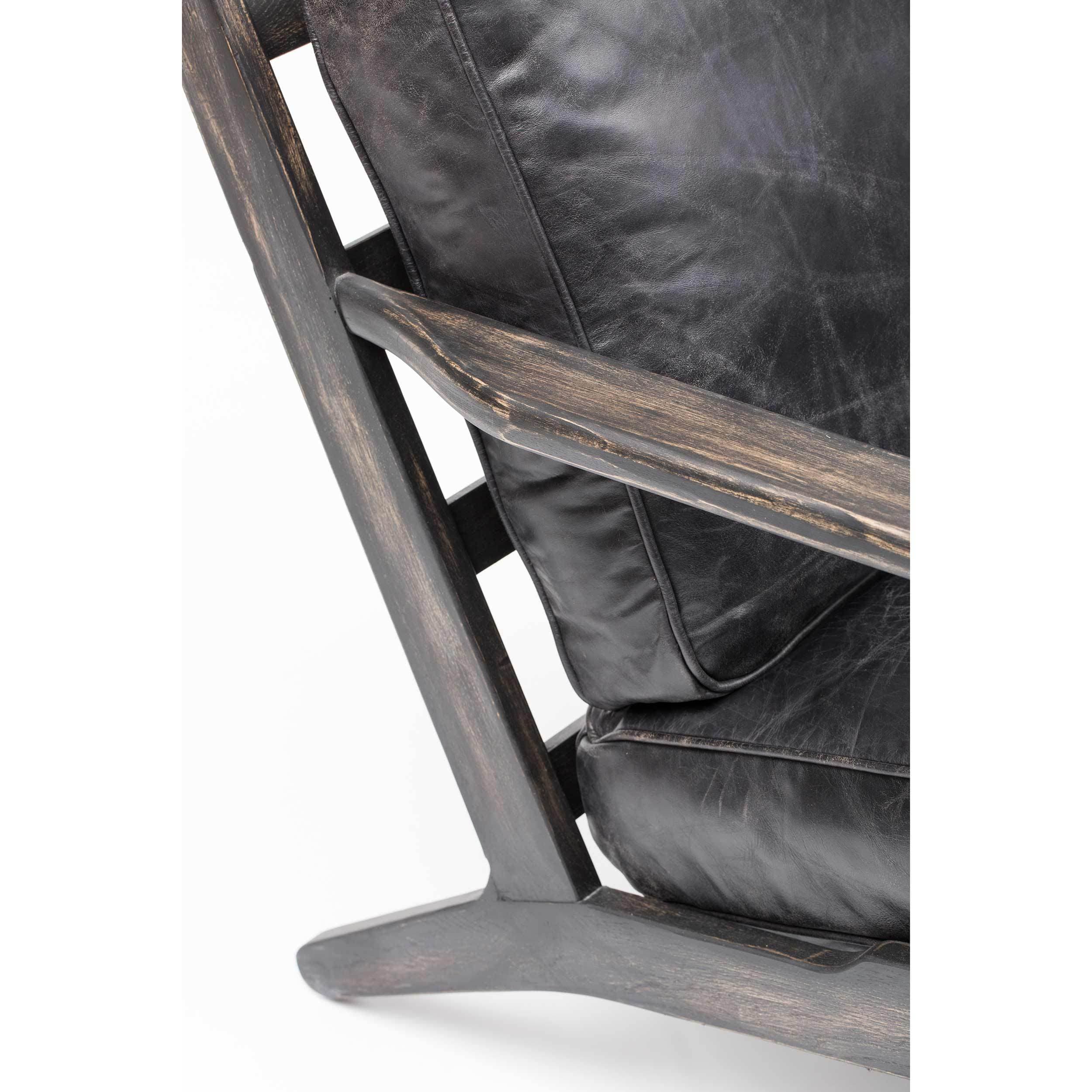 Brooks Leather Lounge Chair, Ebony by Four Hands - Image 5