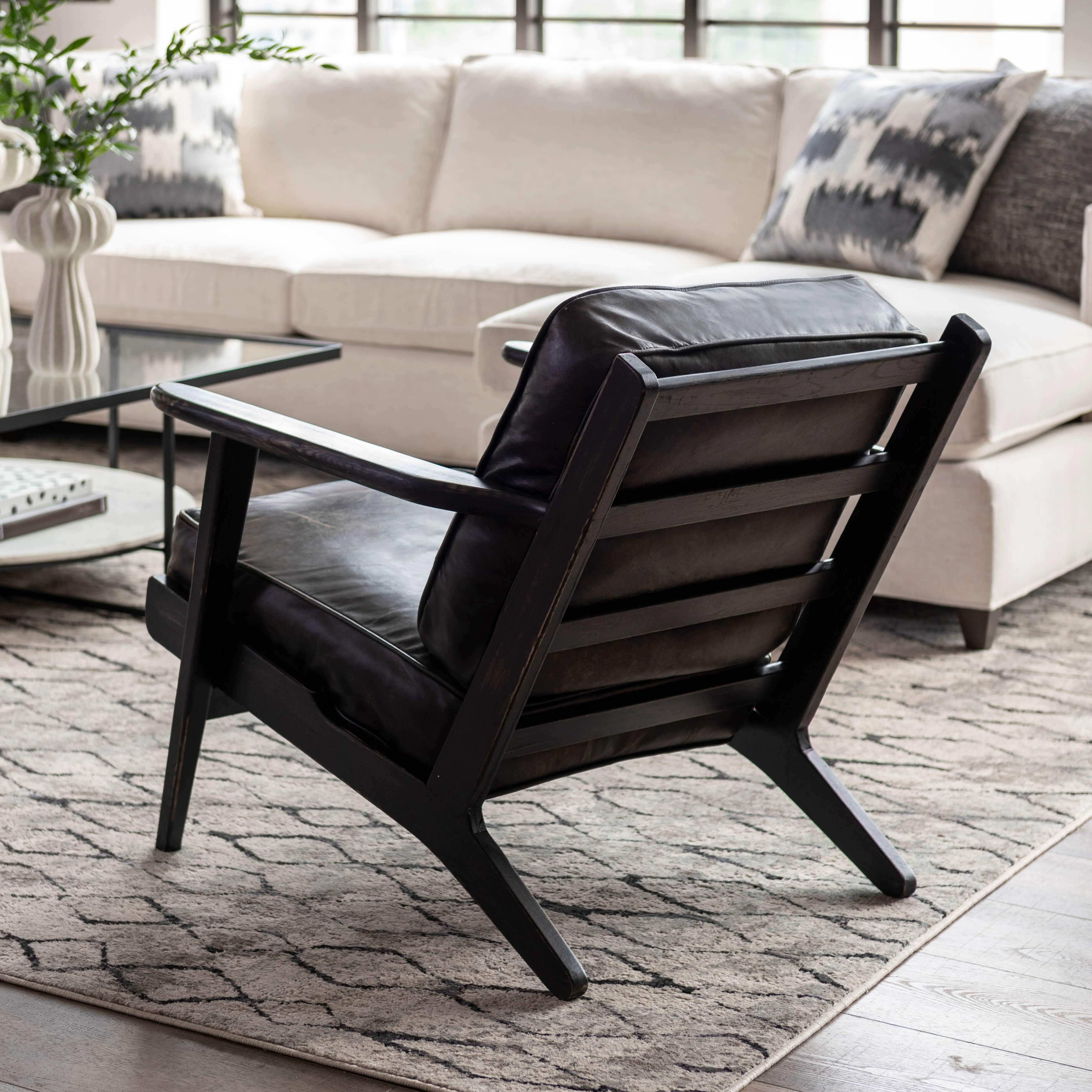 Brooks Leather Lounge Chair, Ebony by Four Hands - Image 7