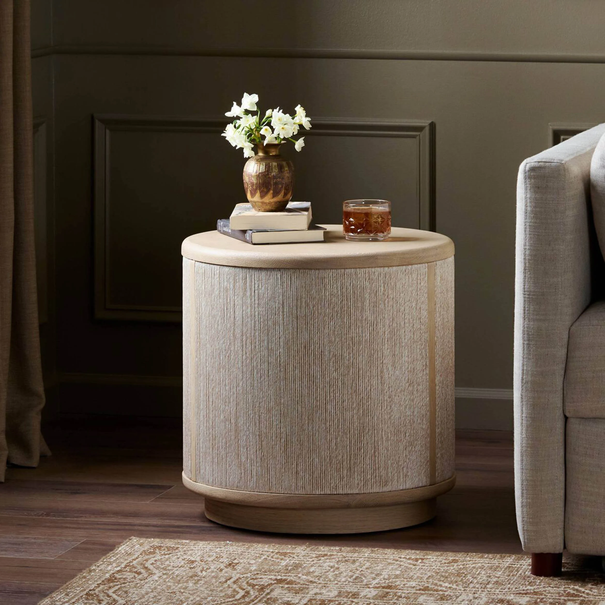 Rosenell End Table, Natural by Four Hands - Image 4