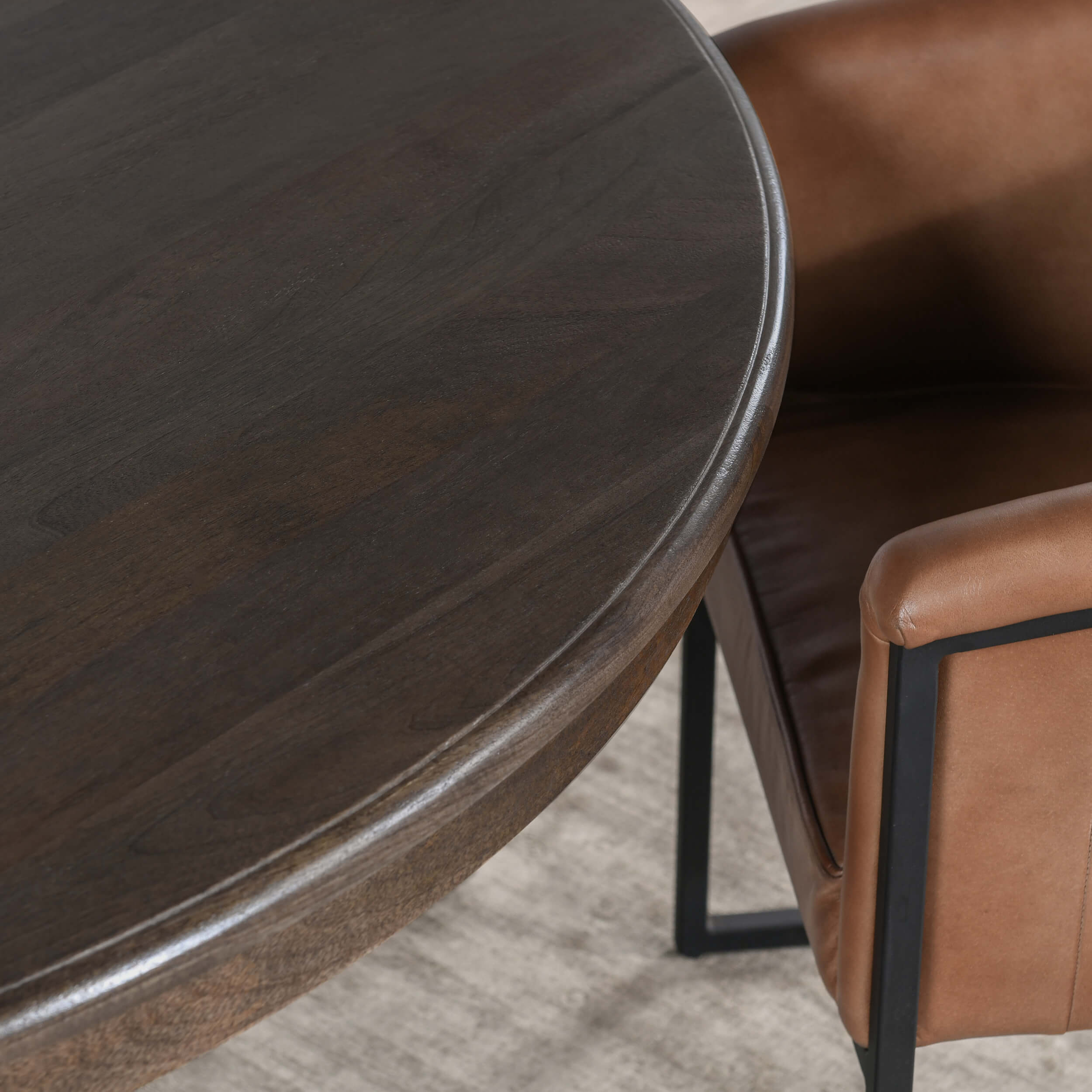Brookside 60" Round Dining Table, Dark Brown - Image 4