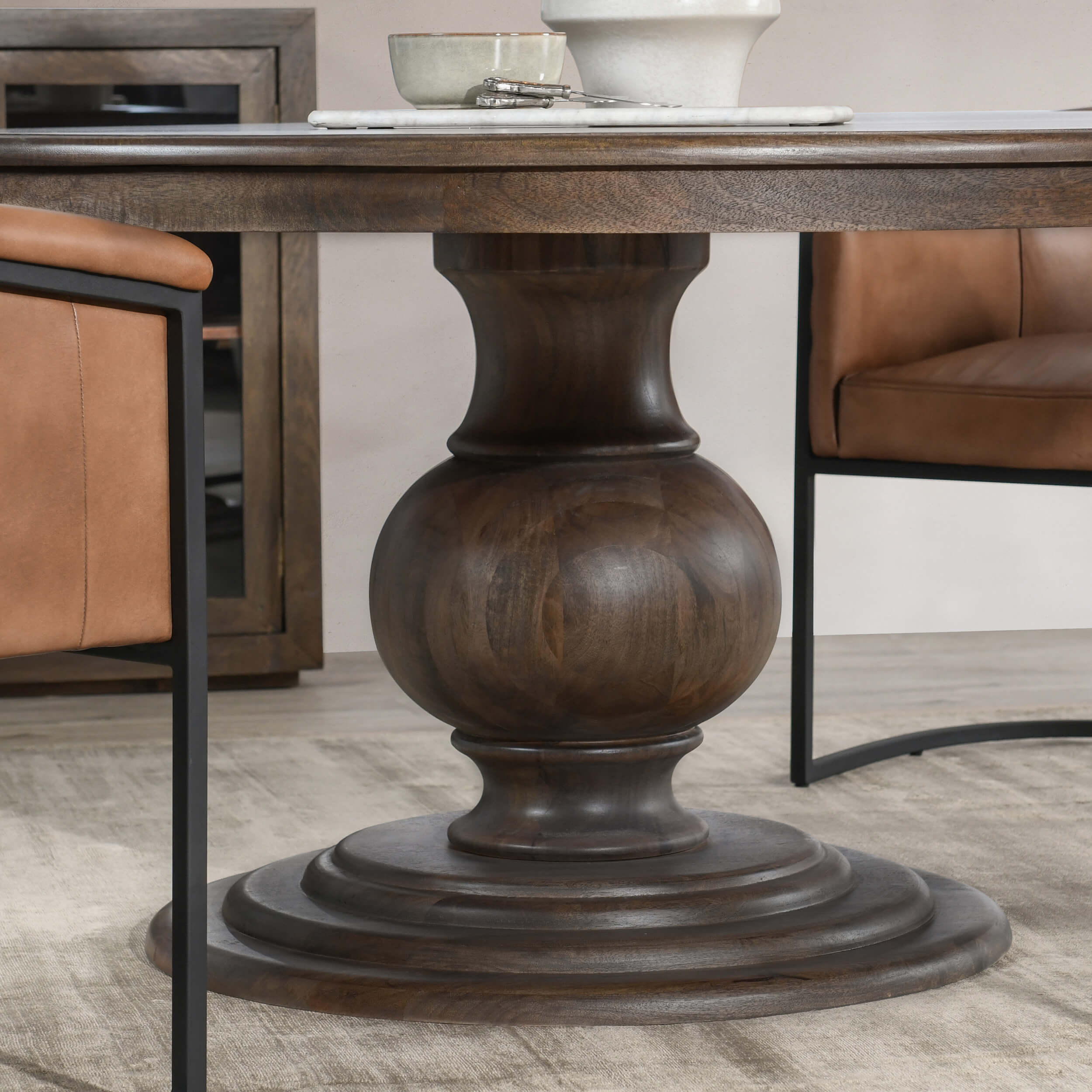 Brookside 60" Round Dining Table, Dark Brown - Image 5