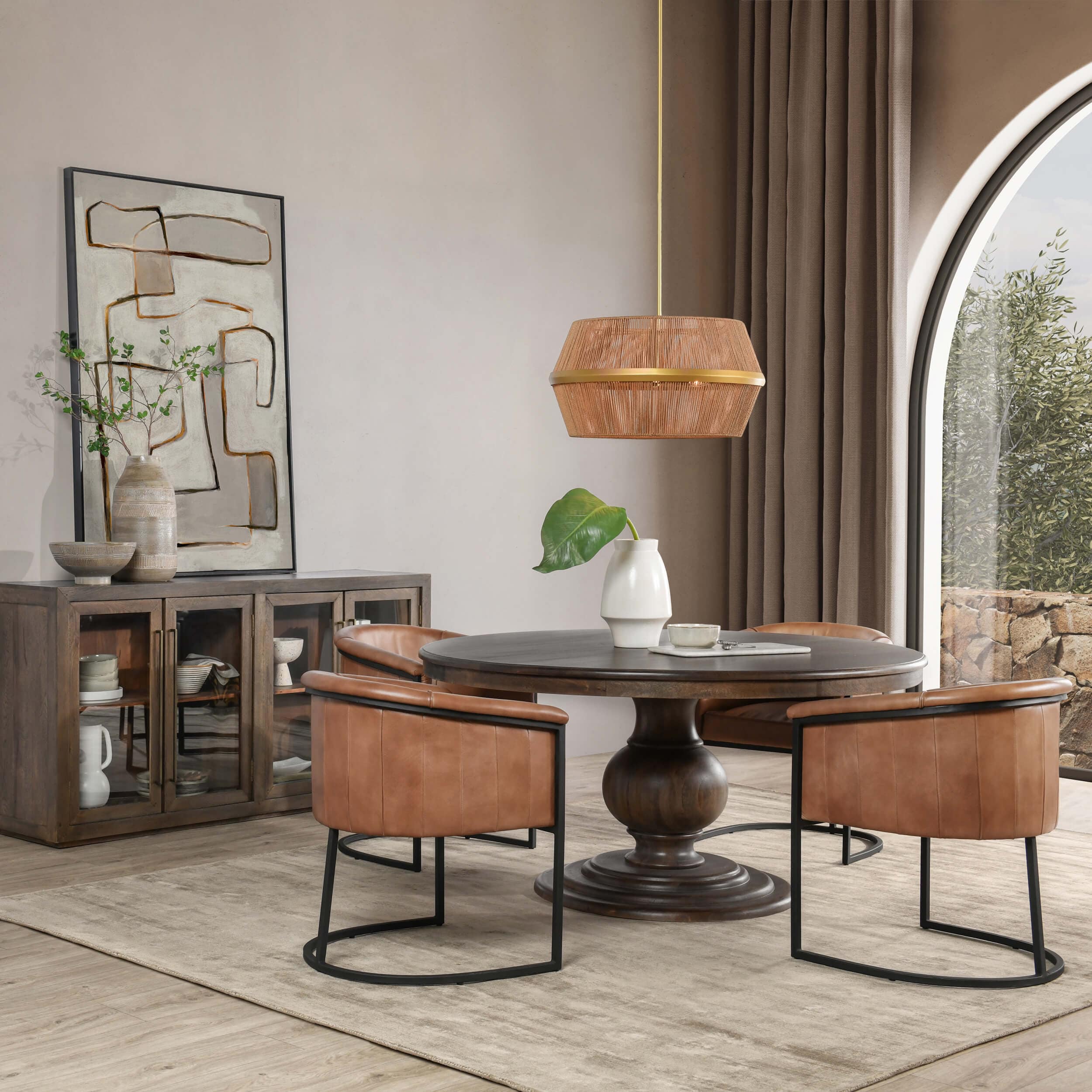 Brookside 60" Round Dining Table, Dark Brown - Image 6
