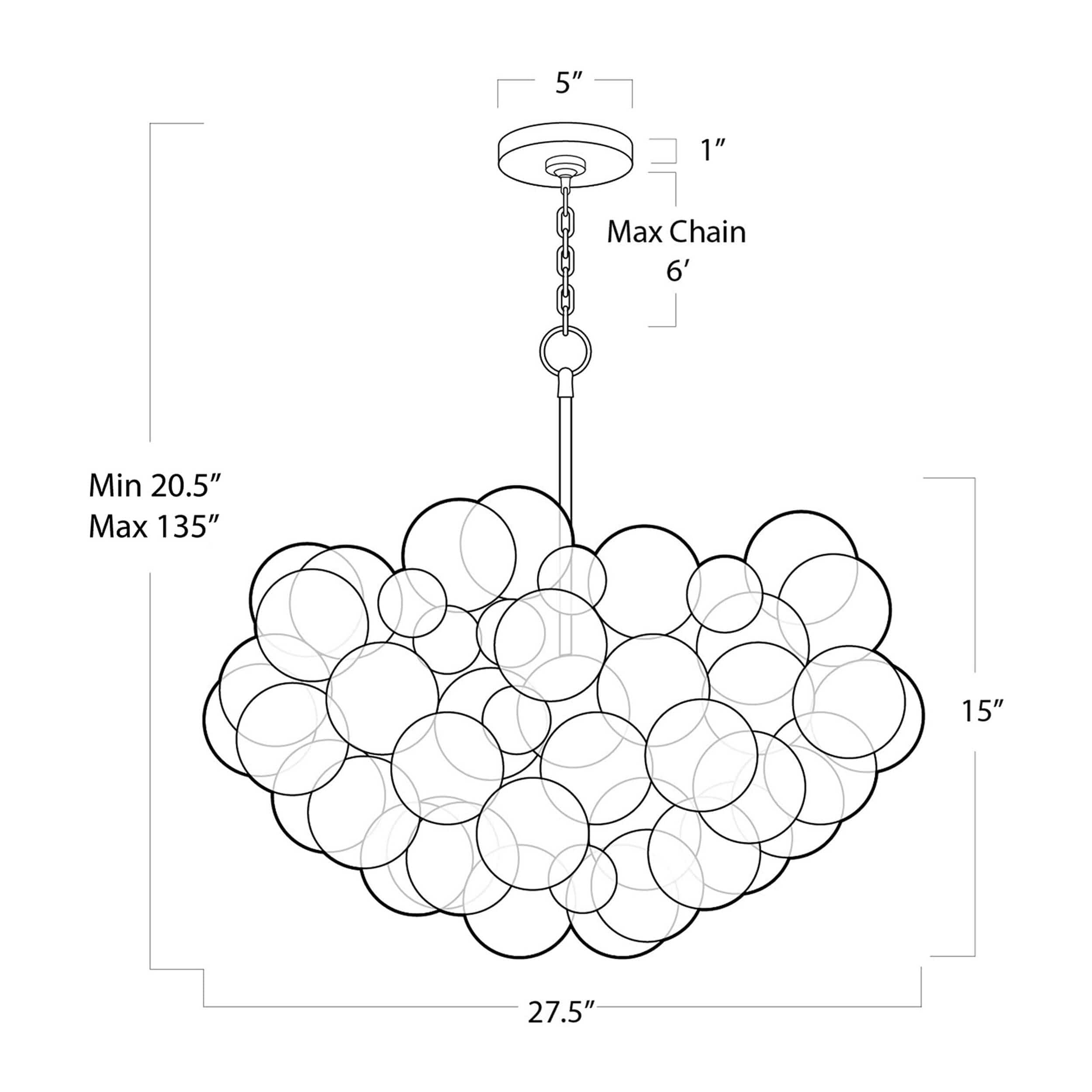 Bubbles Chandelier, Amber/Brushed Nickel - Image 6