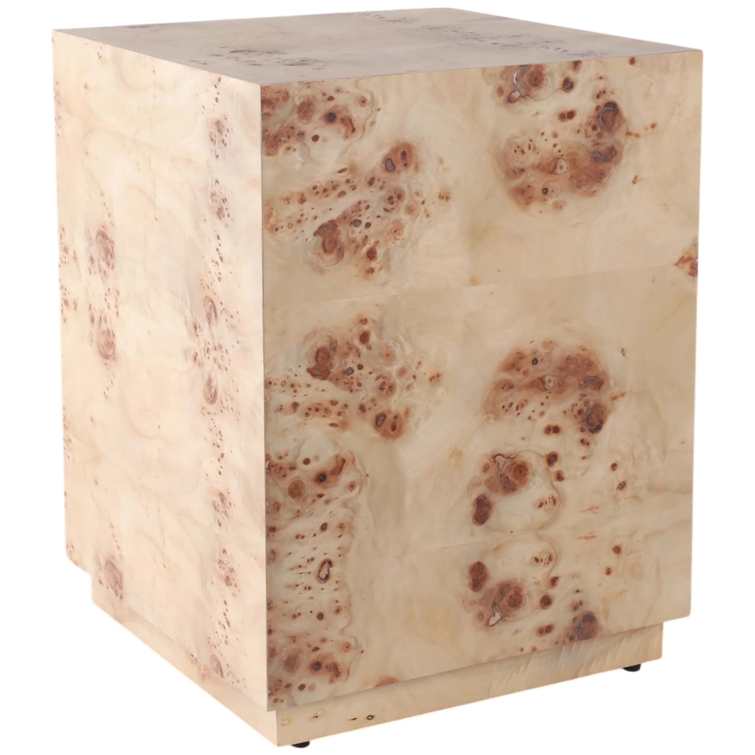 Burl Wood Block Accent Table, Tan - Image 2