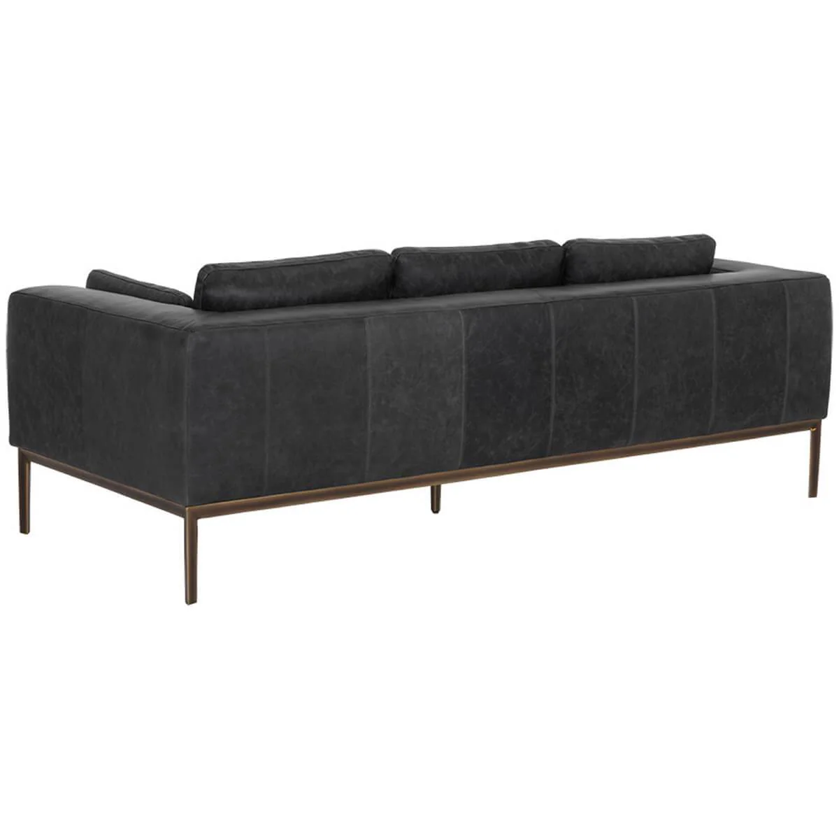 Burr Leather Sofa, Serbia Black - Image 3