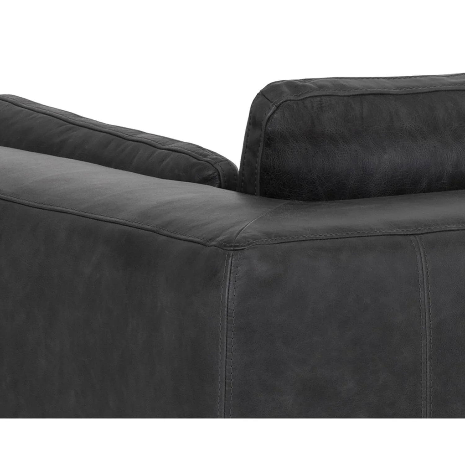 Burr Leather Sofa, Serbia Black - Image 5