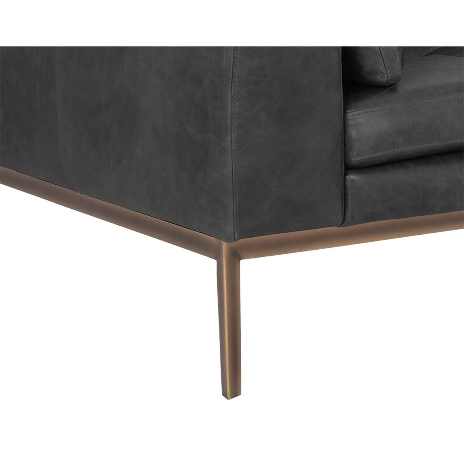 Burr Leather Sofa, Serbia Black - Image 6