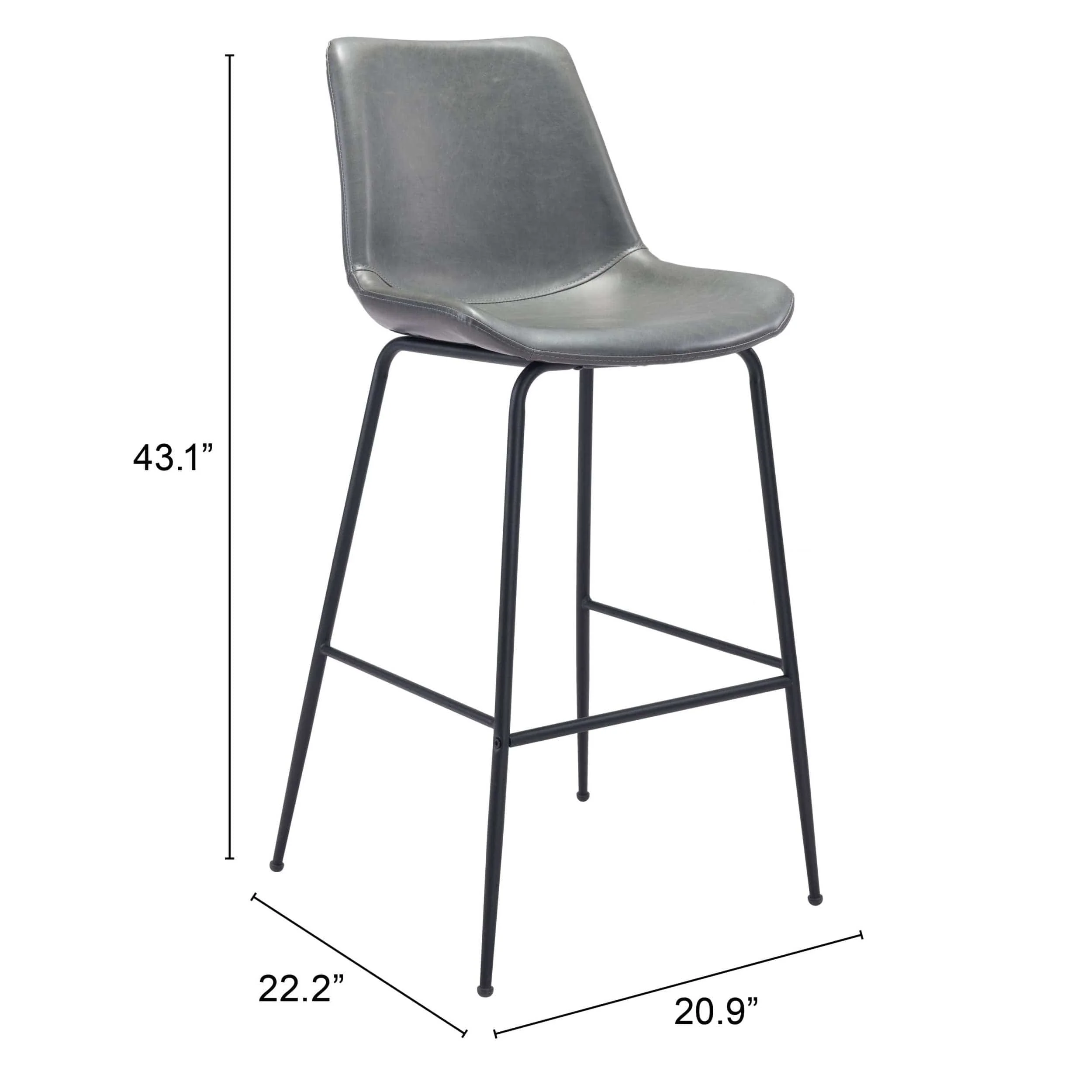 Byron Bar Stool, Gray - Image 6
