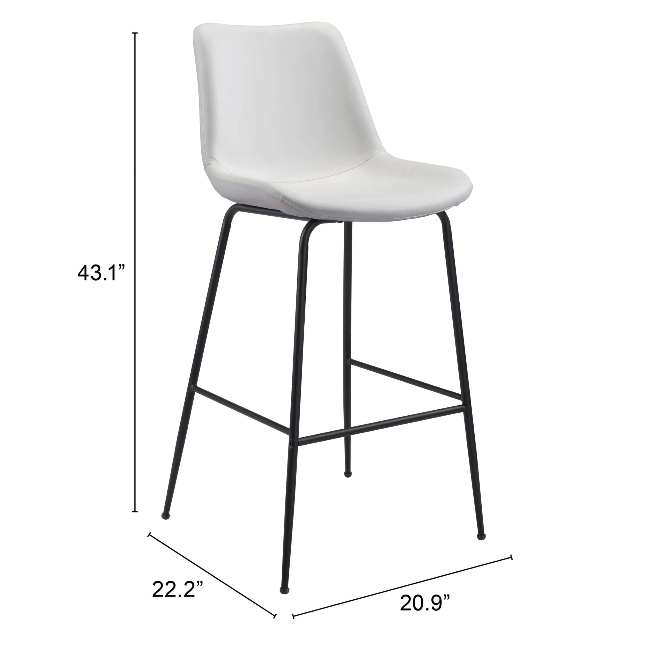 Byron Bar Stool, White - Image 6