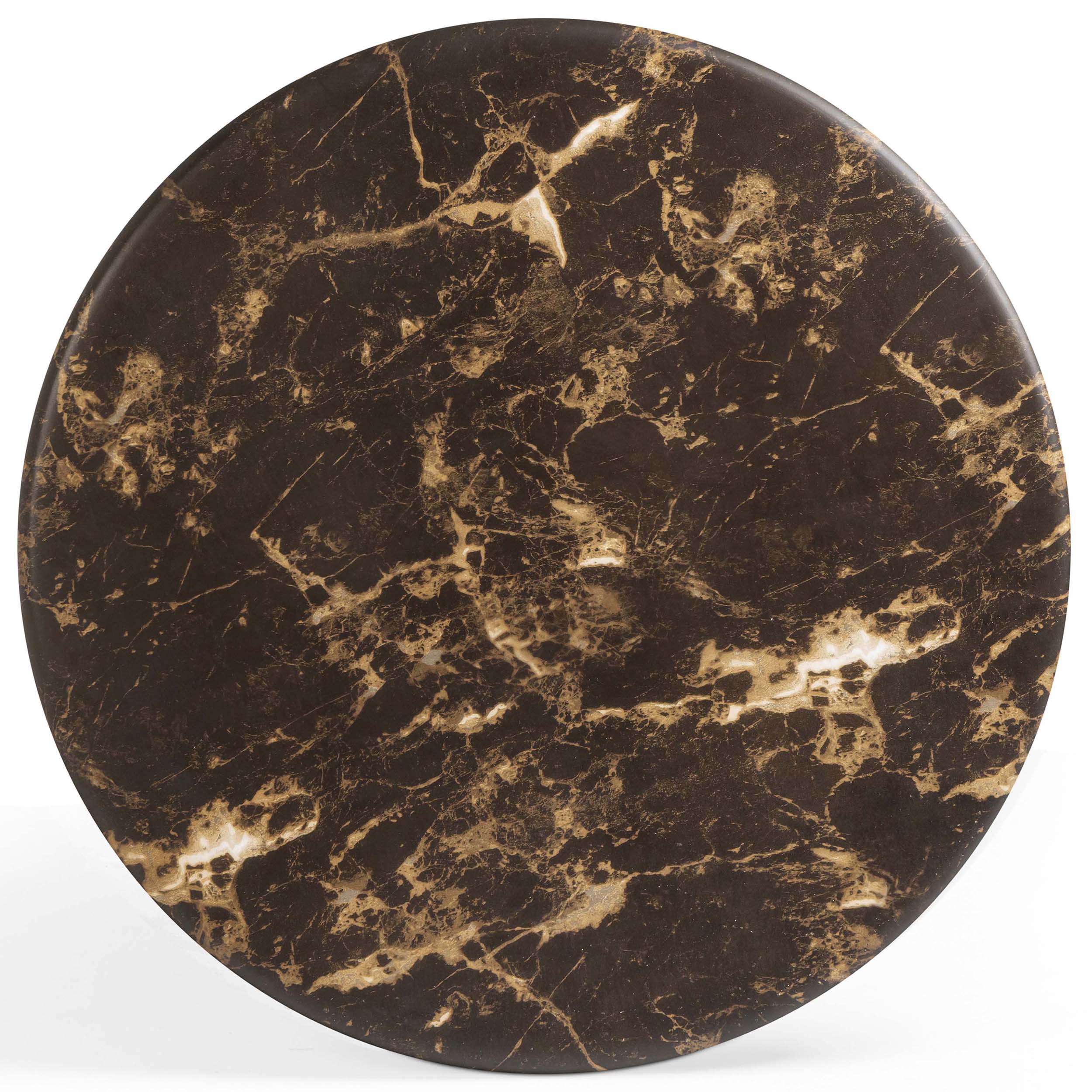 Byron Round Faux Marble Coffee Table, Dark Brown - Image 4