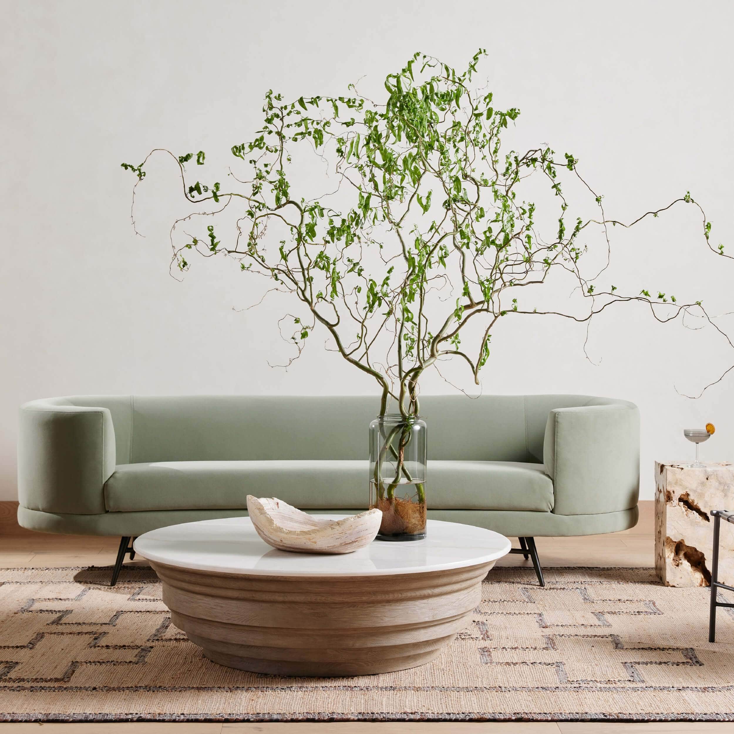 Caldwell Stone Coffee Table, White Marble by Four Hands - Image 4