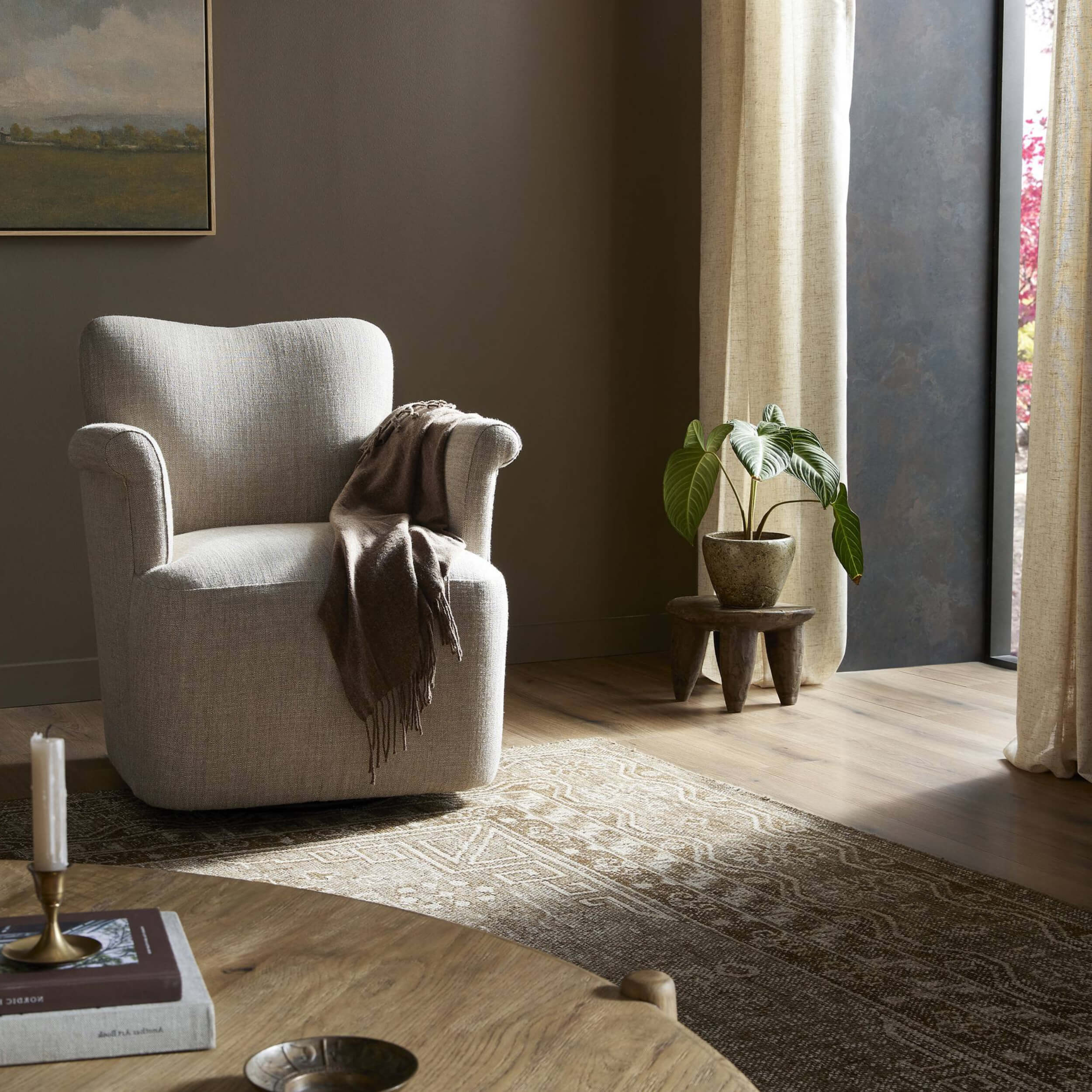 Camellia Swivel Chair, Alcala Wheat by Amber Lewis x Four Hands - Image 5