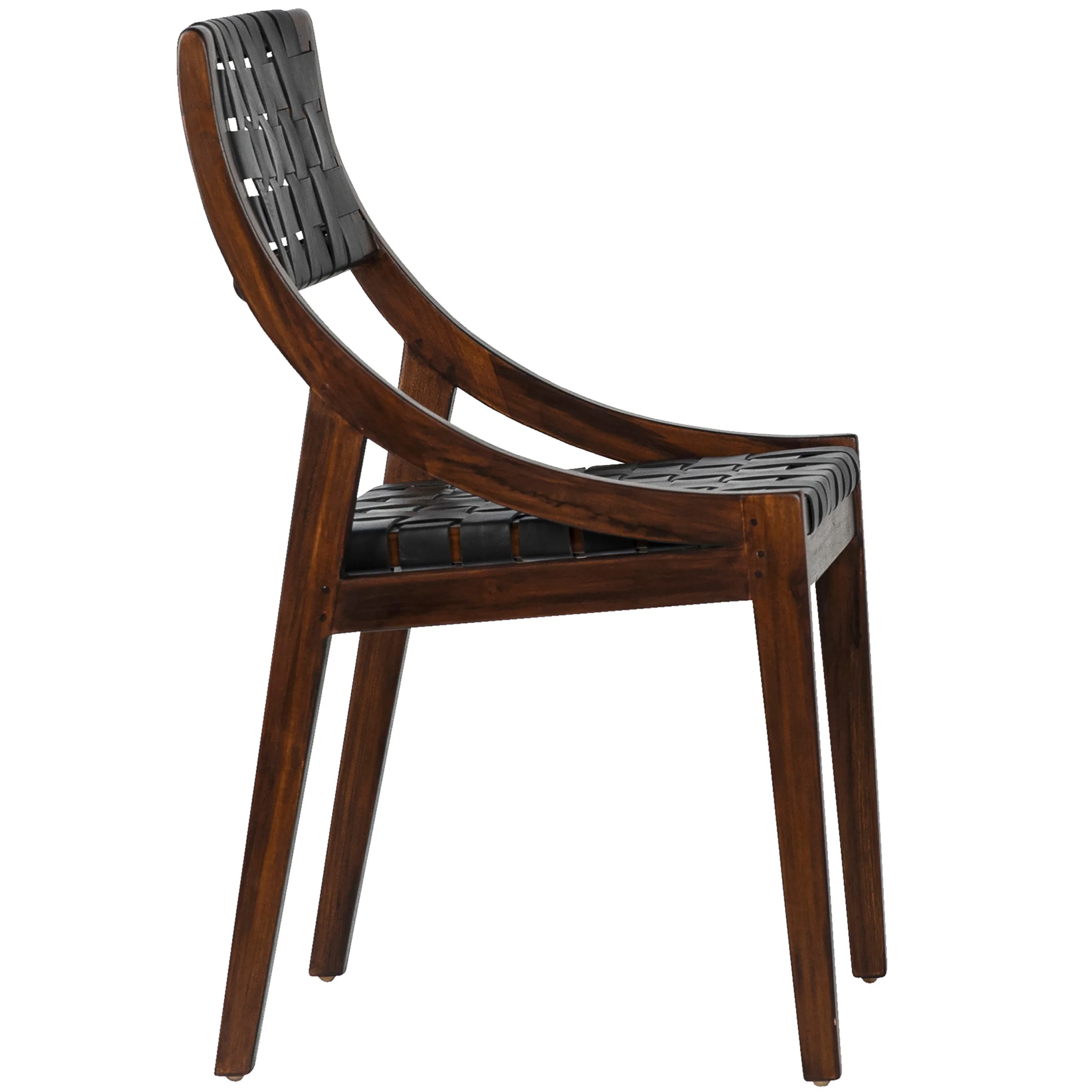 Camila Leather Dining Chair, Black/Dark Brown, Set of 2 - Image 3