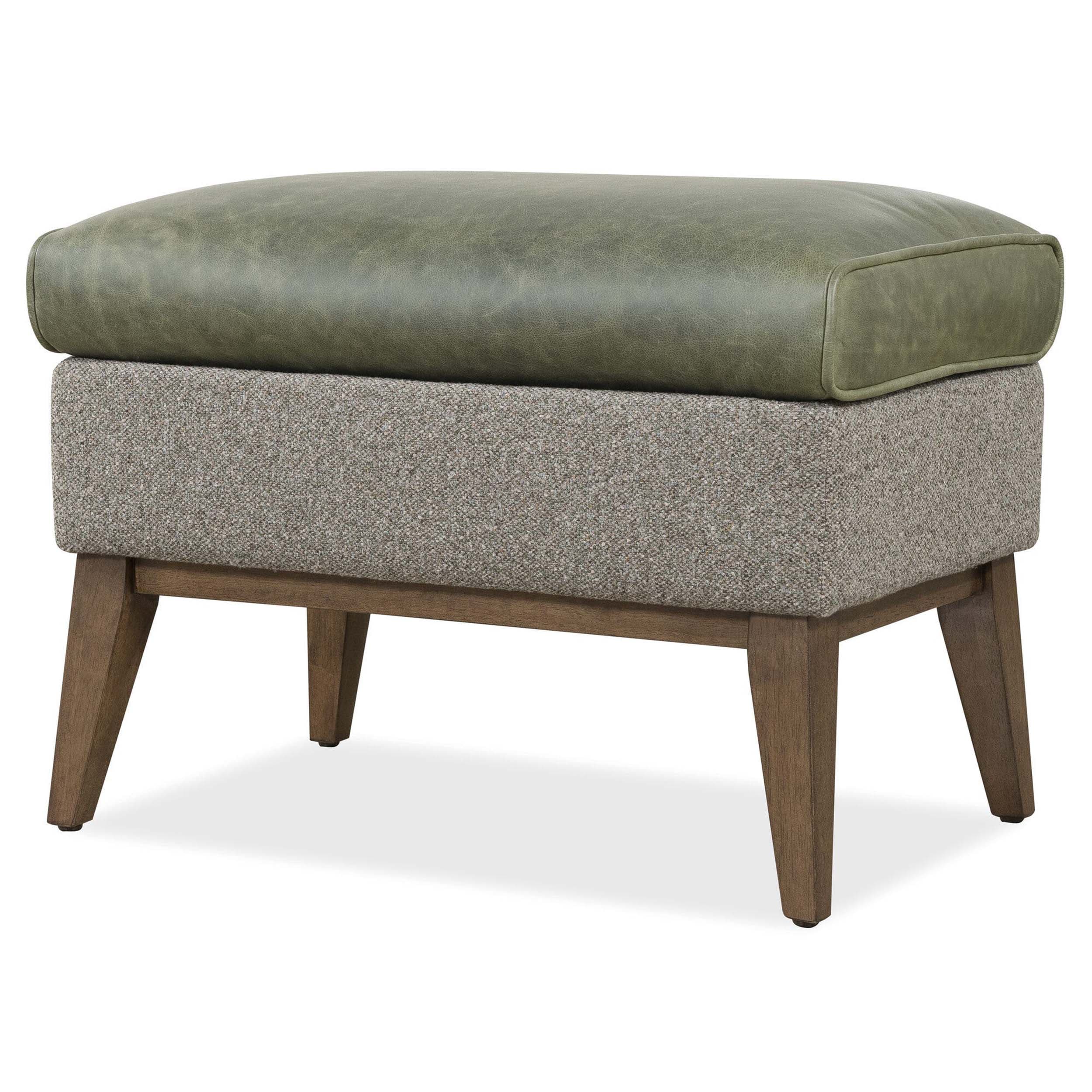 Camille Leather Ottoman, Siena Moss/Potenza Graphite