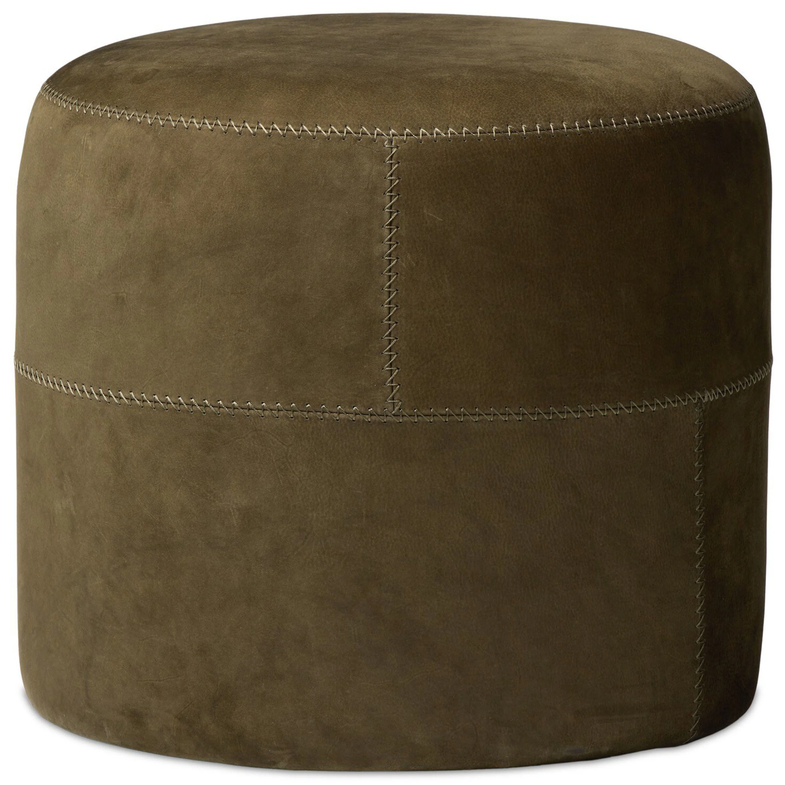 Camino Leather Ottoman, Nubuck Olive by Amber Lewis x Four Hands - Image 2