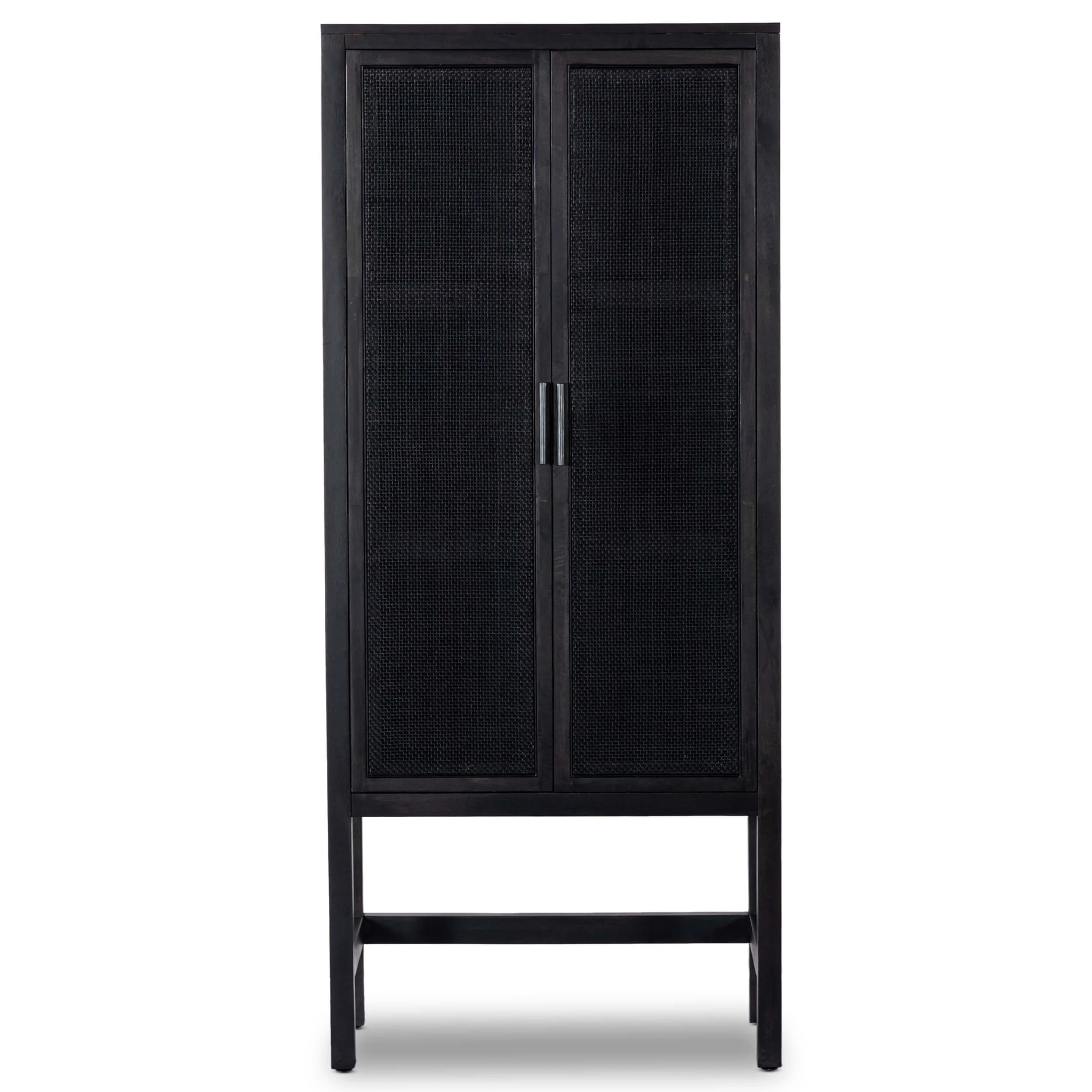 Caprice Narrow Cabinet, Black Wash w/Black Cane by Four Hands - Image 2