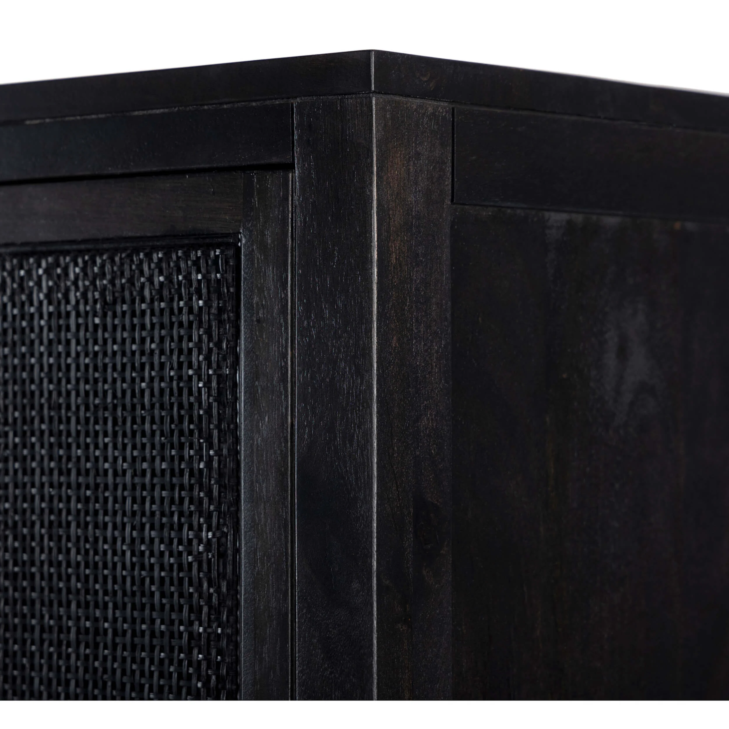 Caprice Narrow Cabinet, Black Wash w/Black Cane by Four Hands - Image 4