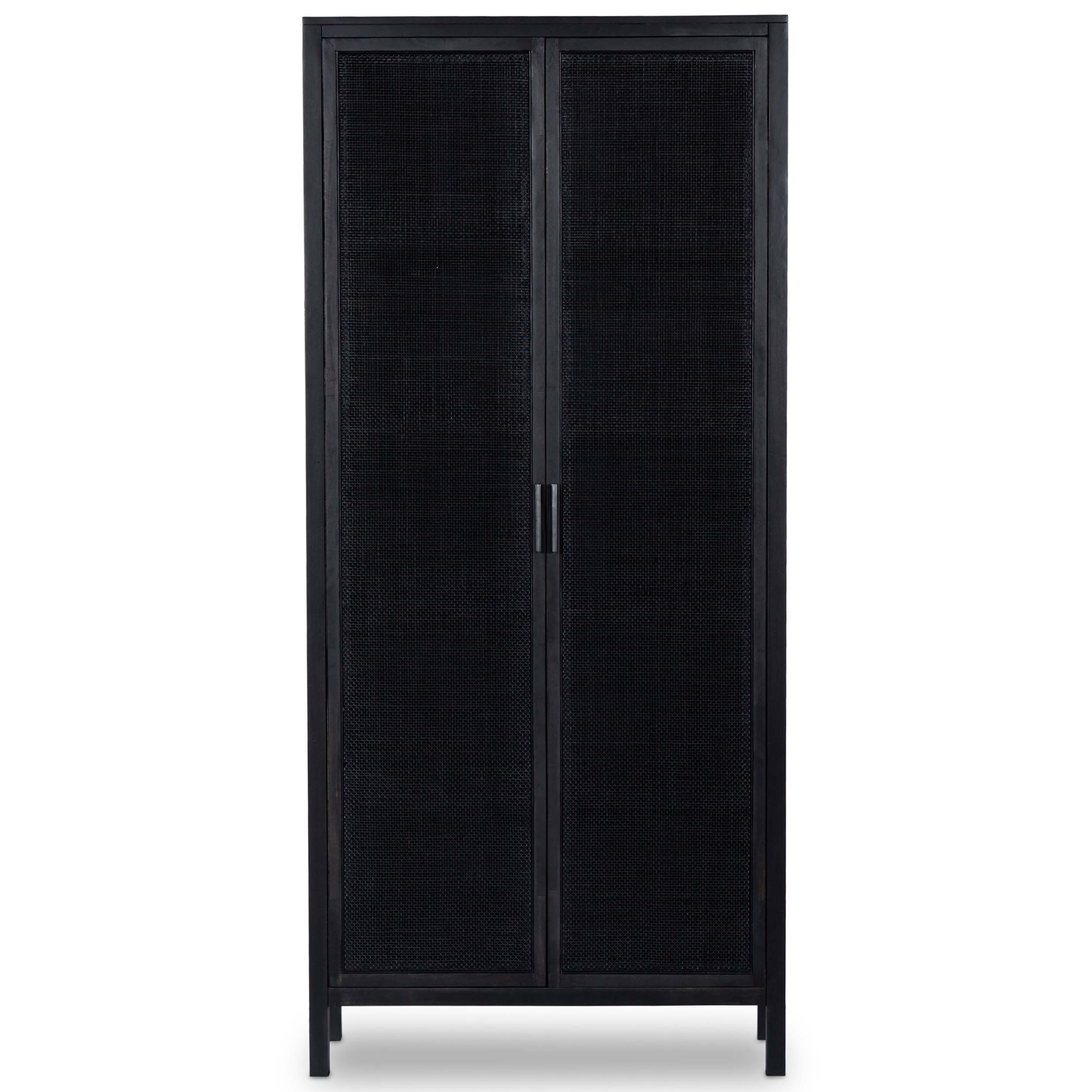 Caprice Tall Cabinet, Black Wash w/Black Cane by Four Hands - Image 3