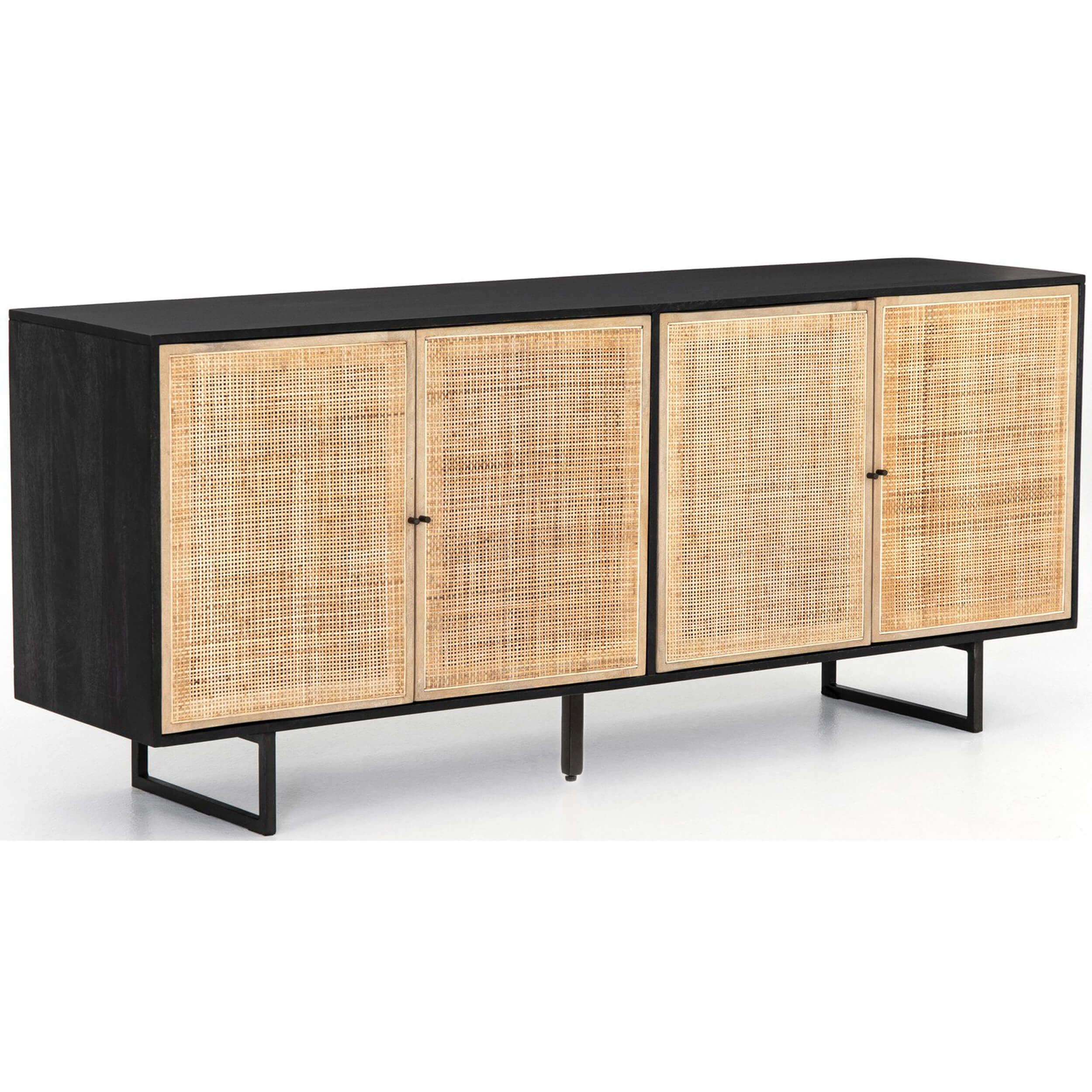 Carmel 4 Door Sideboard, Black Wash/Cane Natural by Four Hands