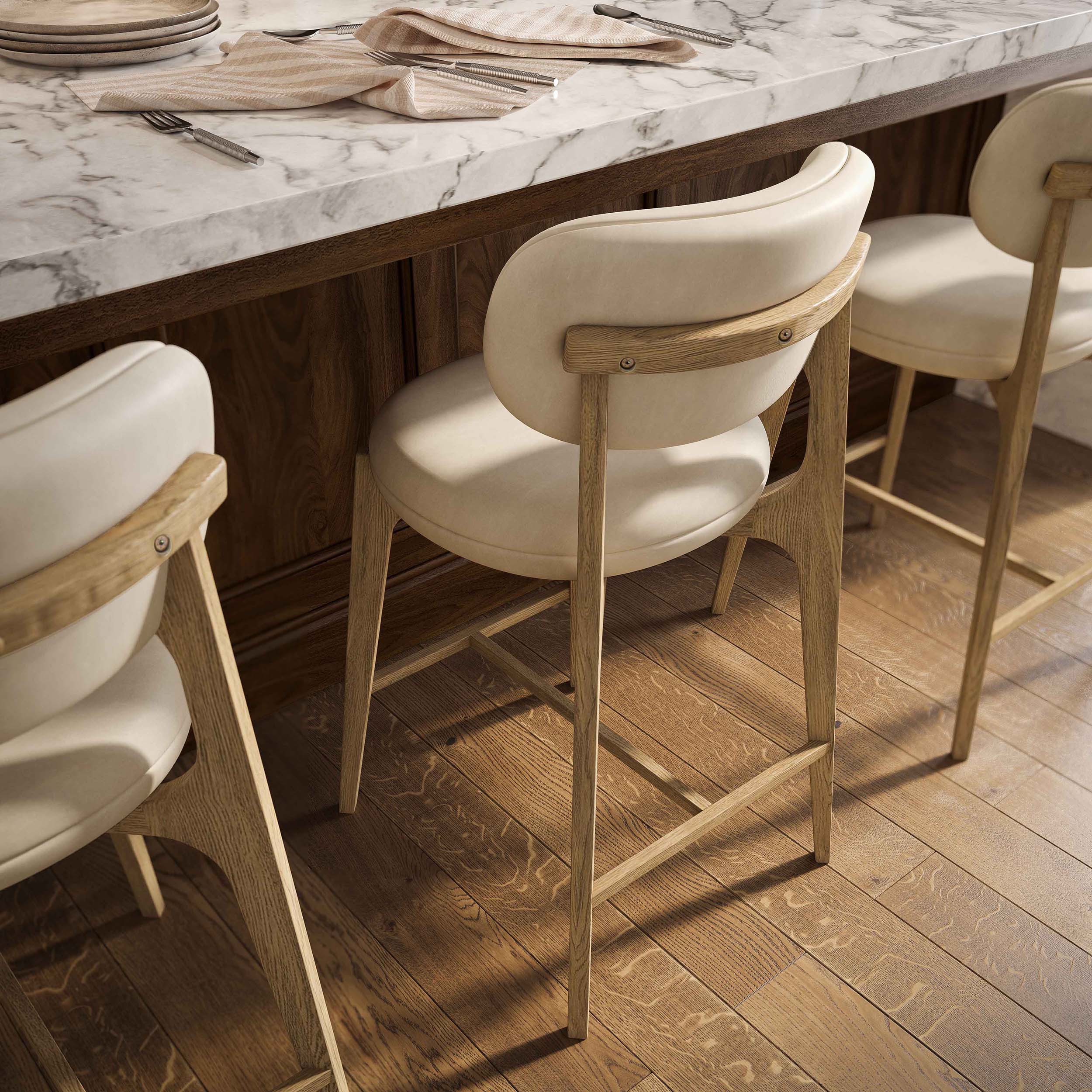 Carnation Vegan Leather Counter Stool, Cream - Image 6