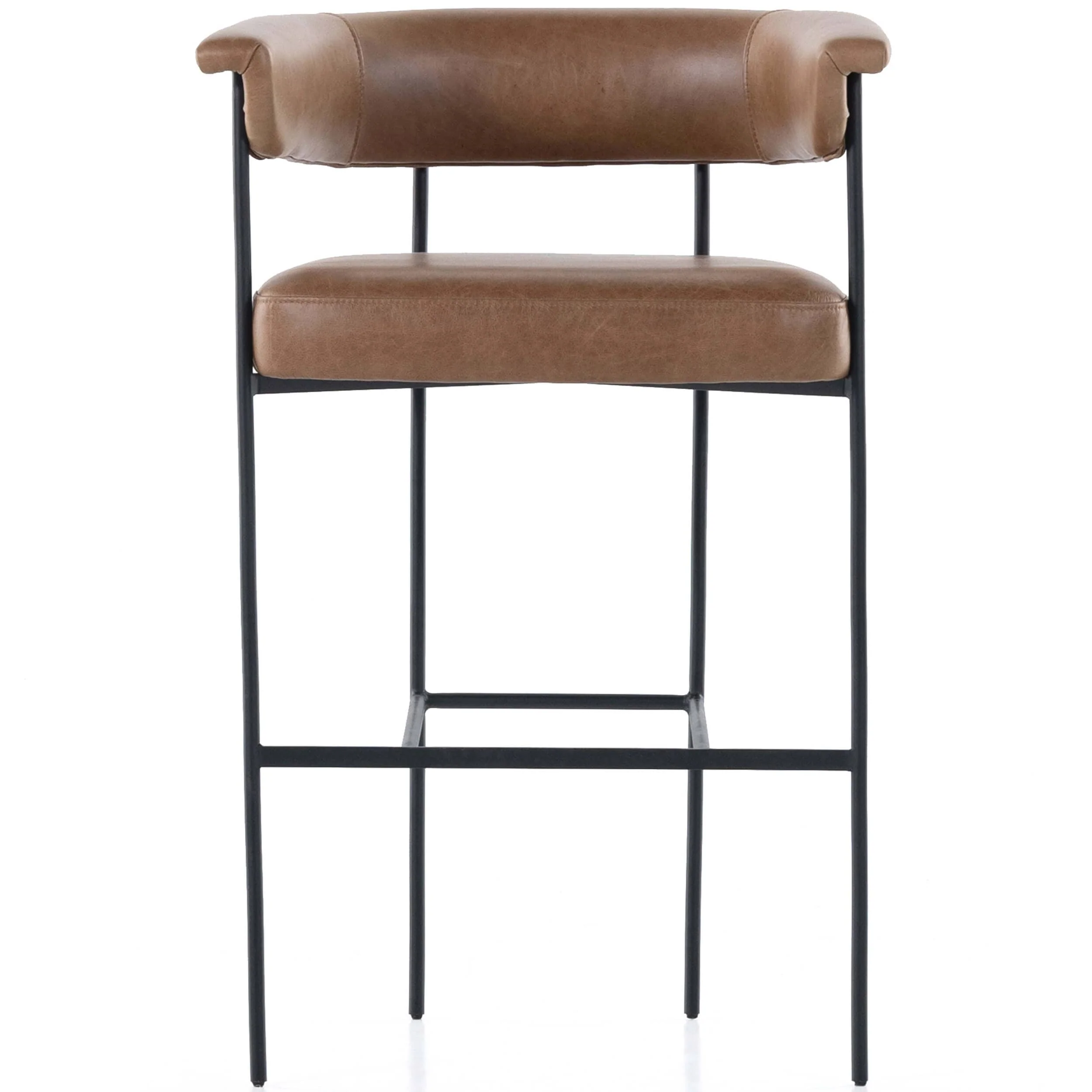Carrie Leather Bar & Counter Stool, Chaps saddle by Four Hands - Image 2