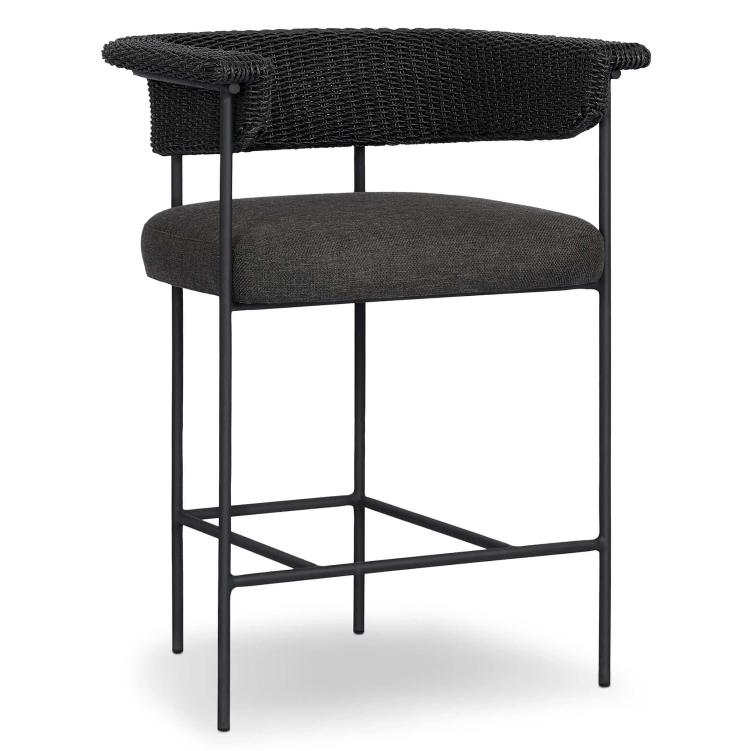 Carrie Outdoor Bar & Counter Stool, Ellor Black by Four Hands