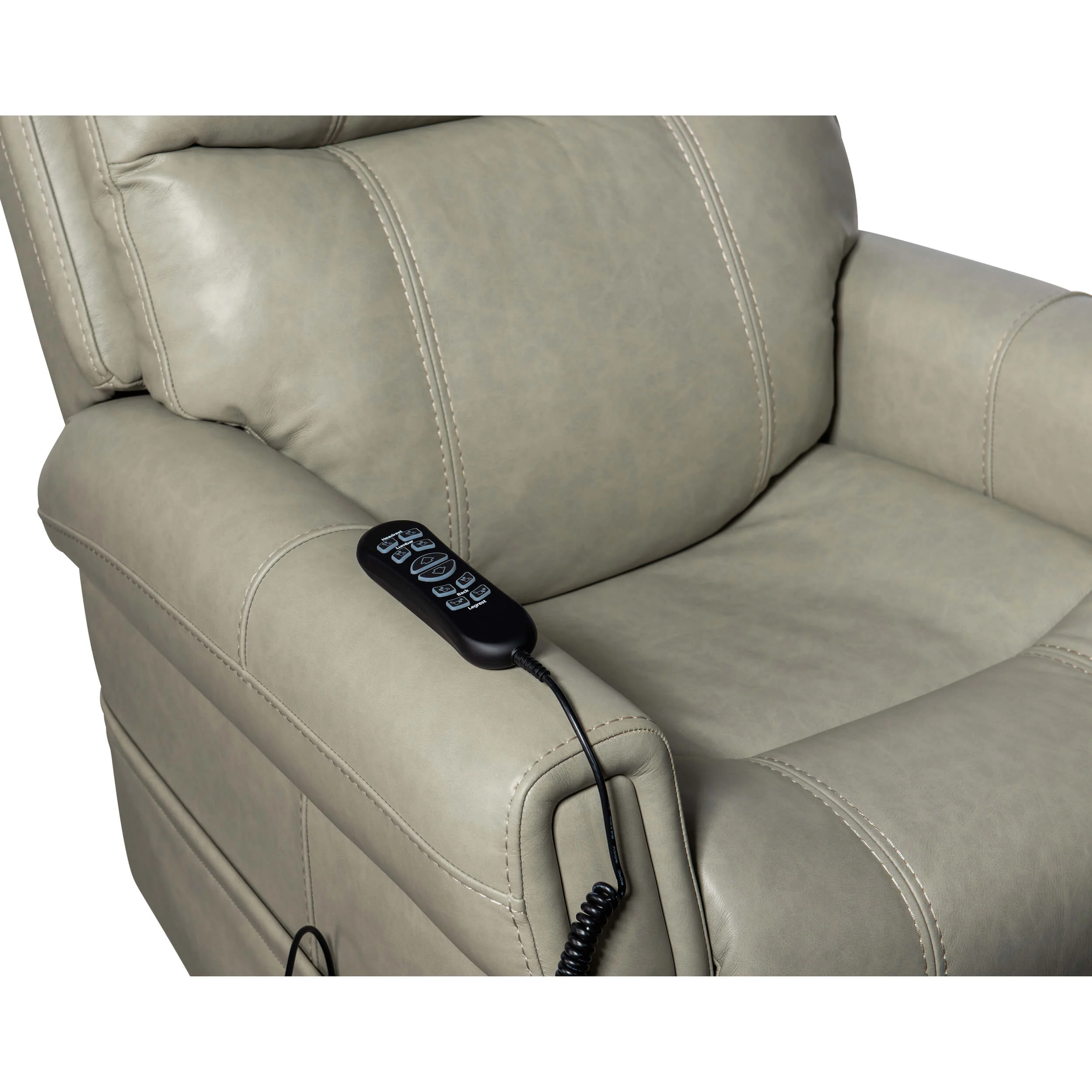 Carroll Power Motion Leather Recliner, Milton Fog - Image 8