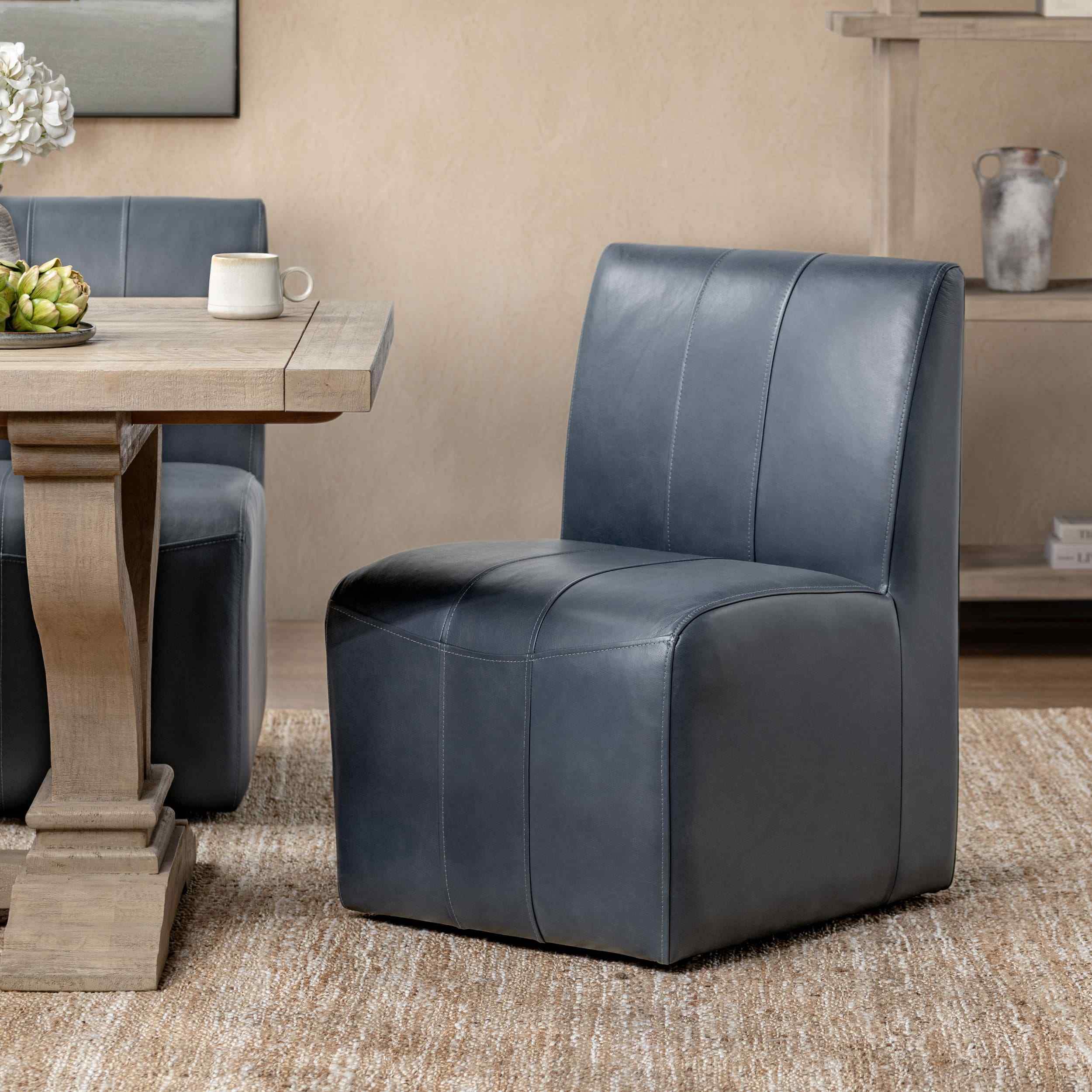 Carsen Leather Dining Chair, Mystic Blue, Set of 2 - Image 5