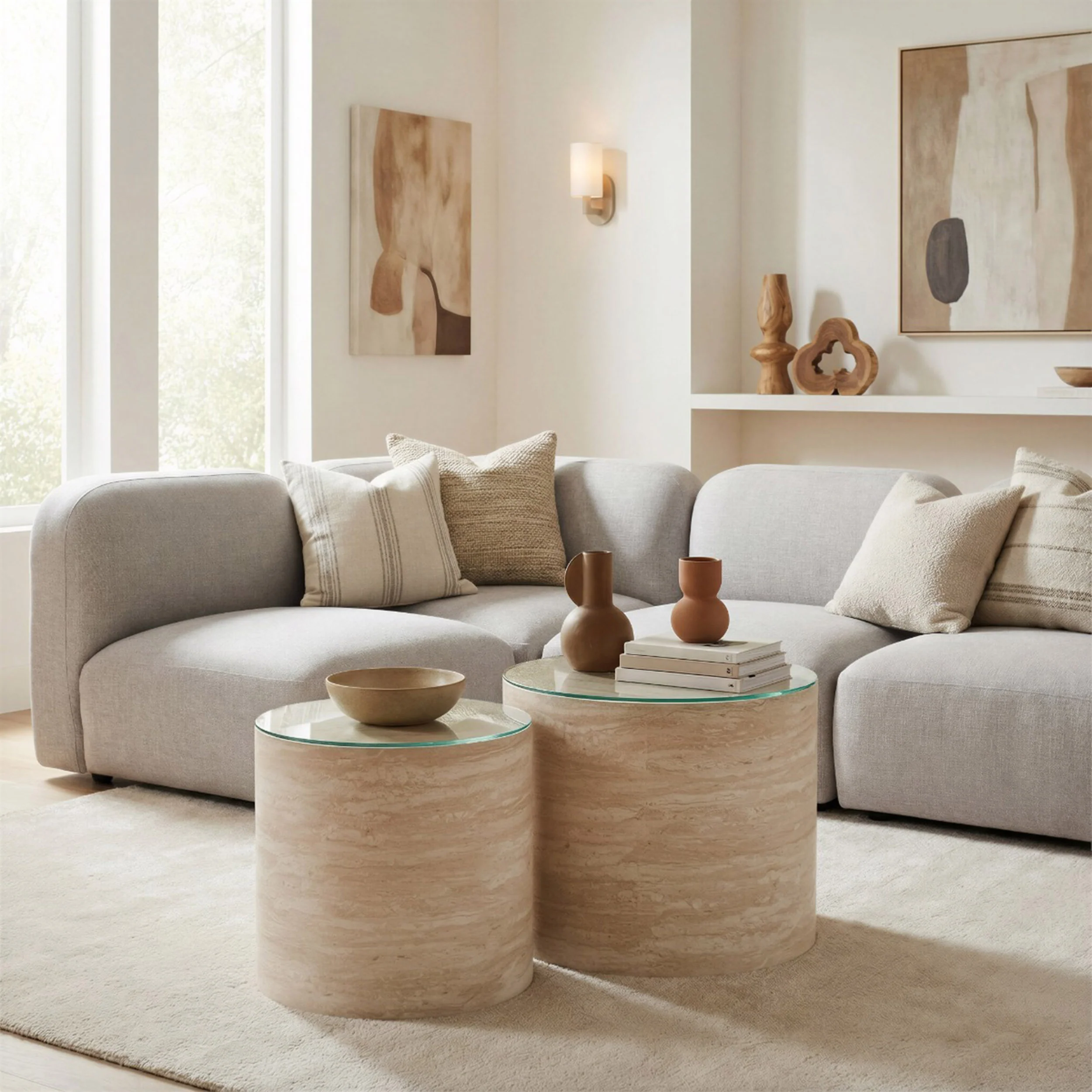 Carzo Coffee Table Set, Stone Beige - Image 5