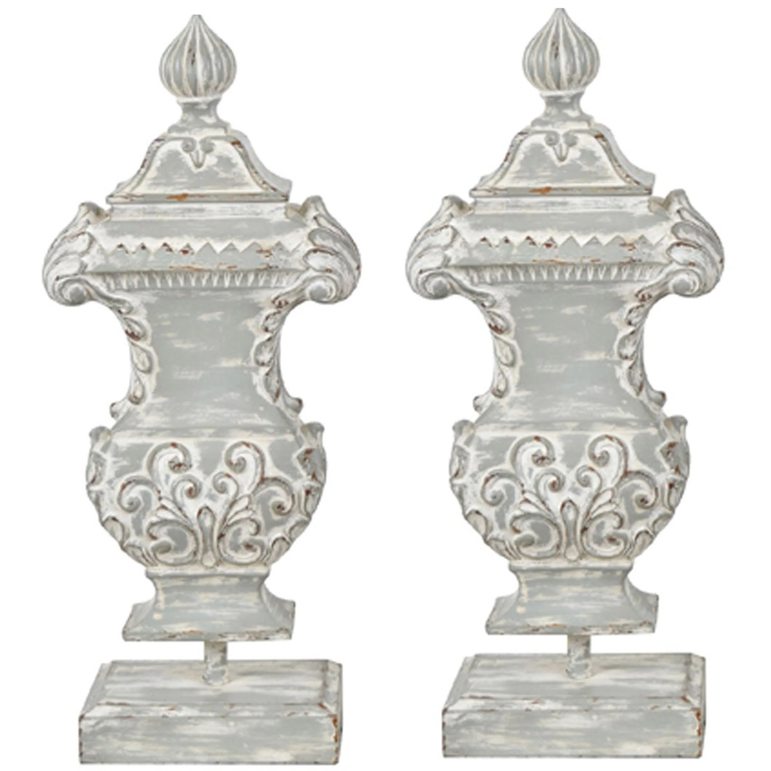 Cassidy Finnials, Grey Wash, Set of 2
