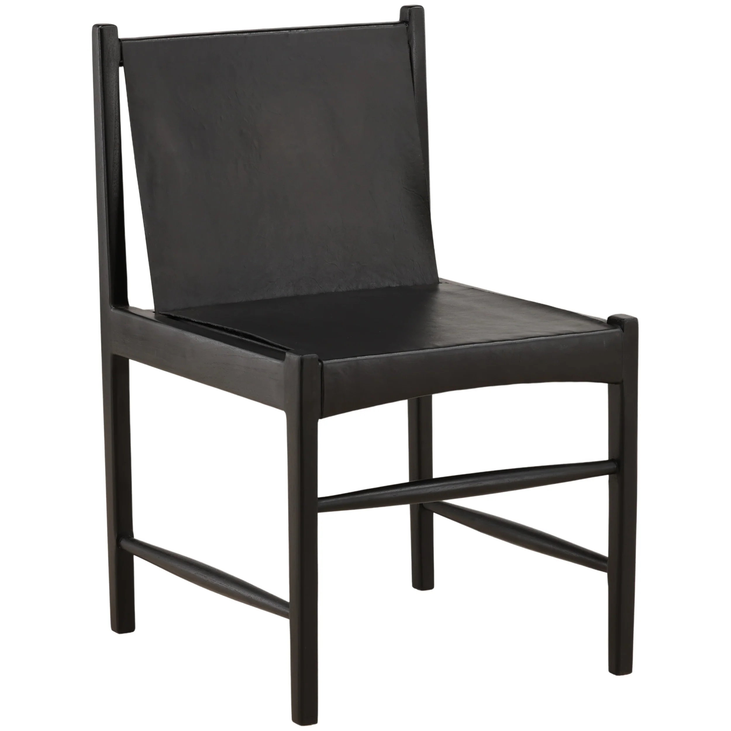 Celestine Leather Dining Chair, Black, Set of 2