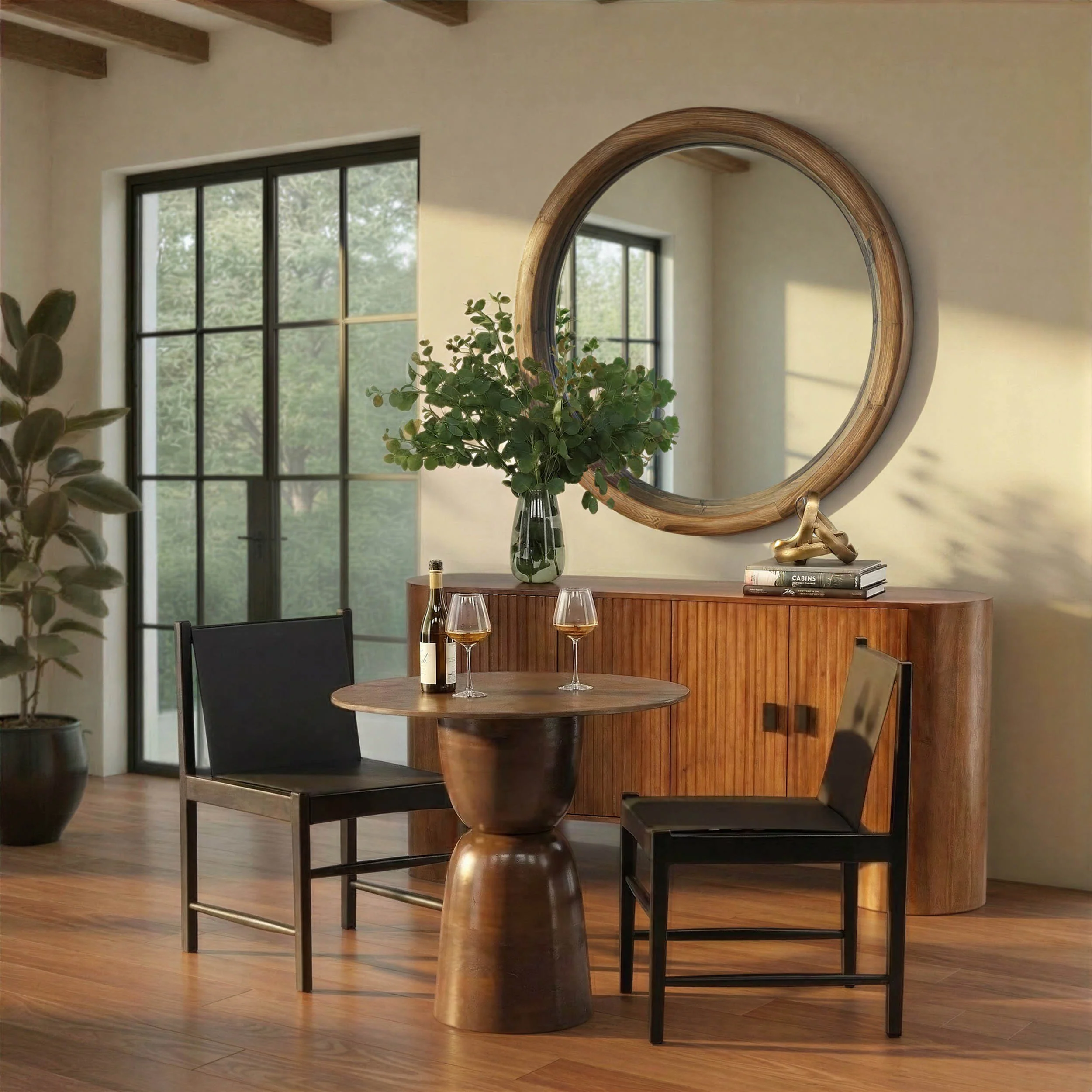 Celestine Leather Dining Chair, Black, Set of 2 - Image 6
