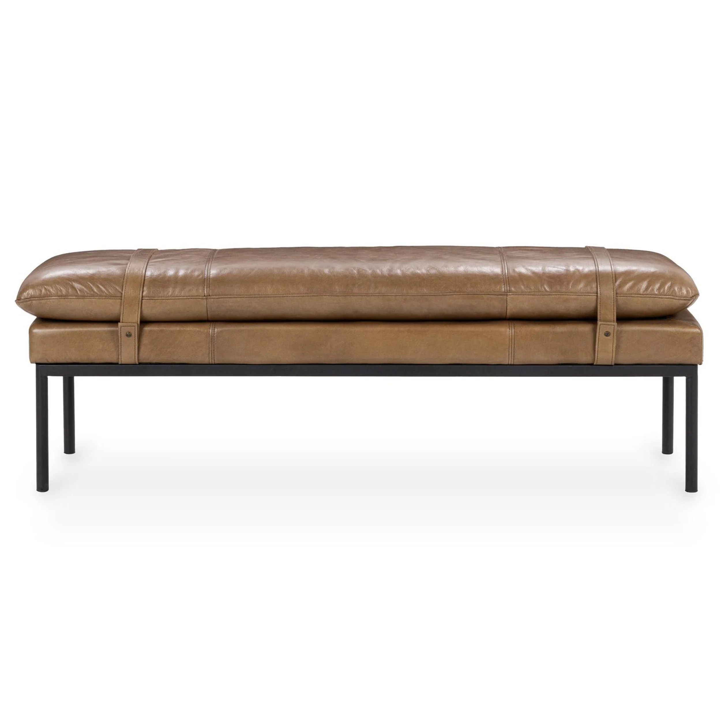 Celiah Leather Bench, Tan - Image 2