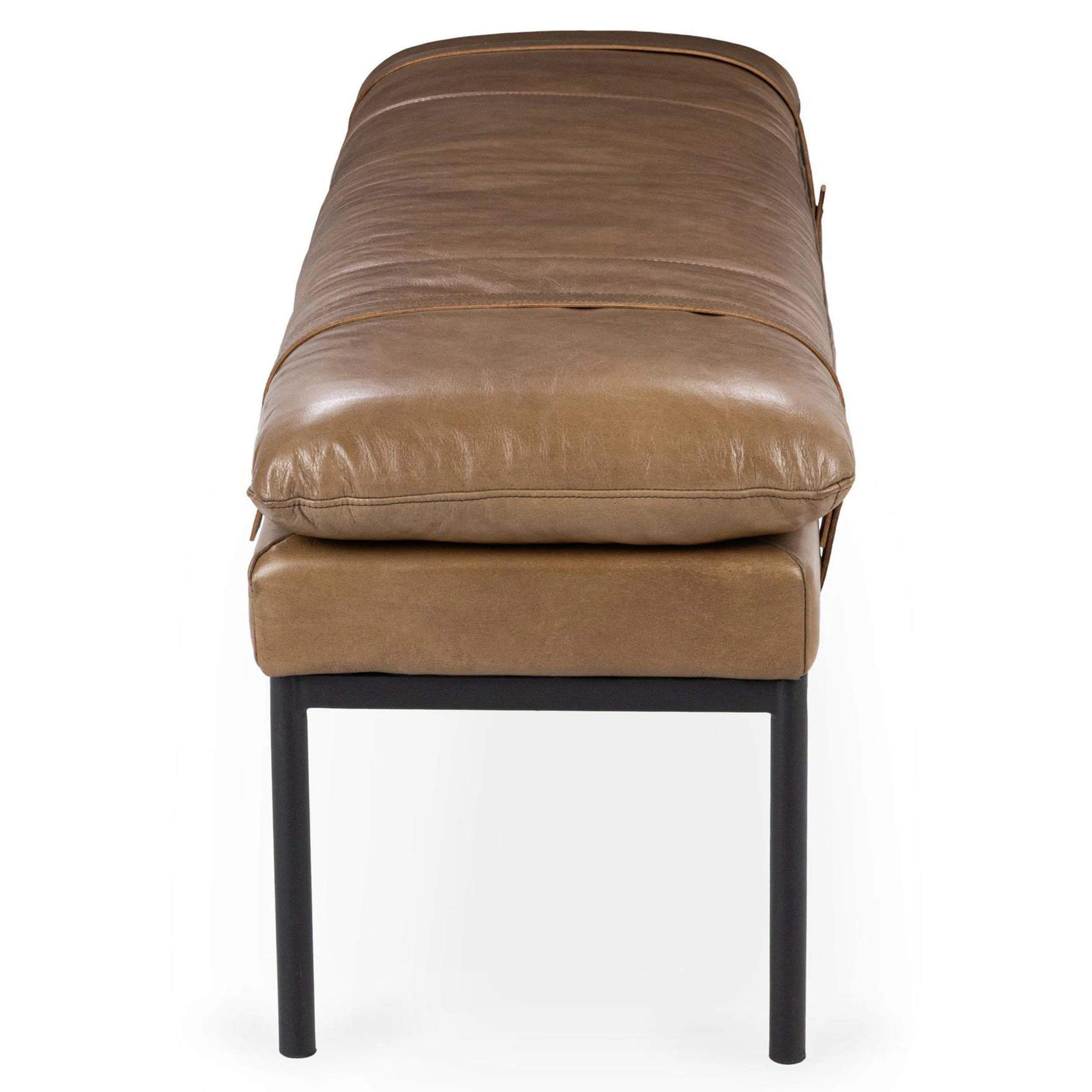 Celiah Leather Bench, Tan - Image 3