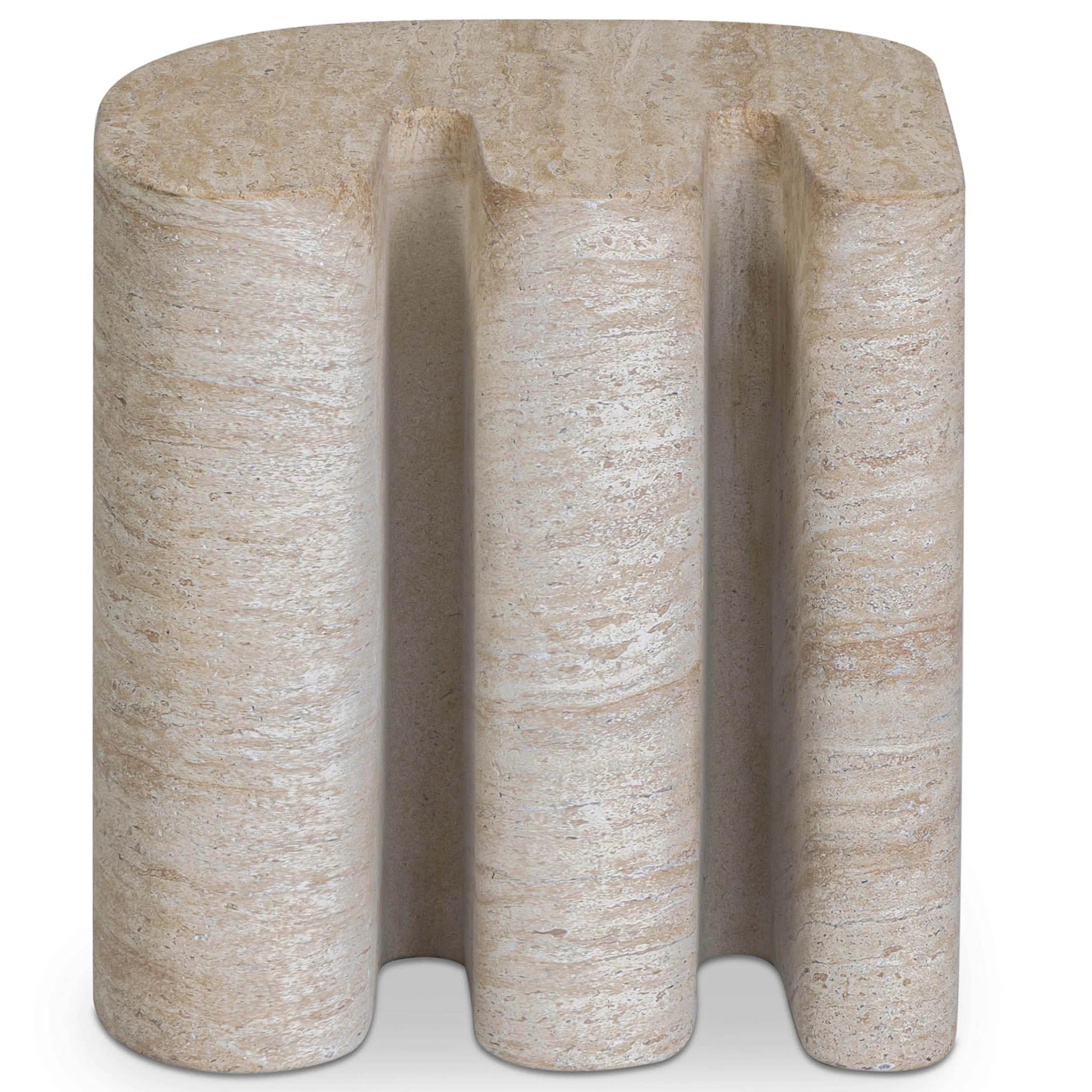 Thyme Outdoor Side Table, Travertine - Image 2