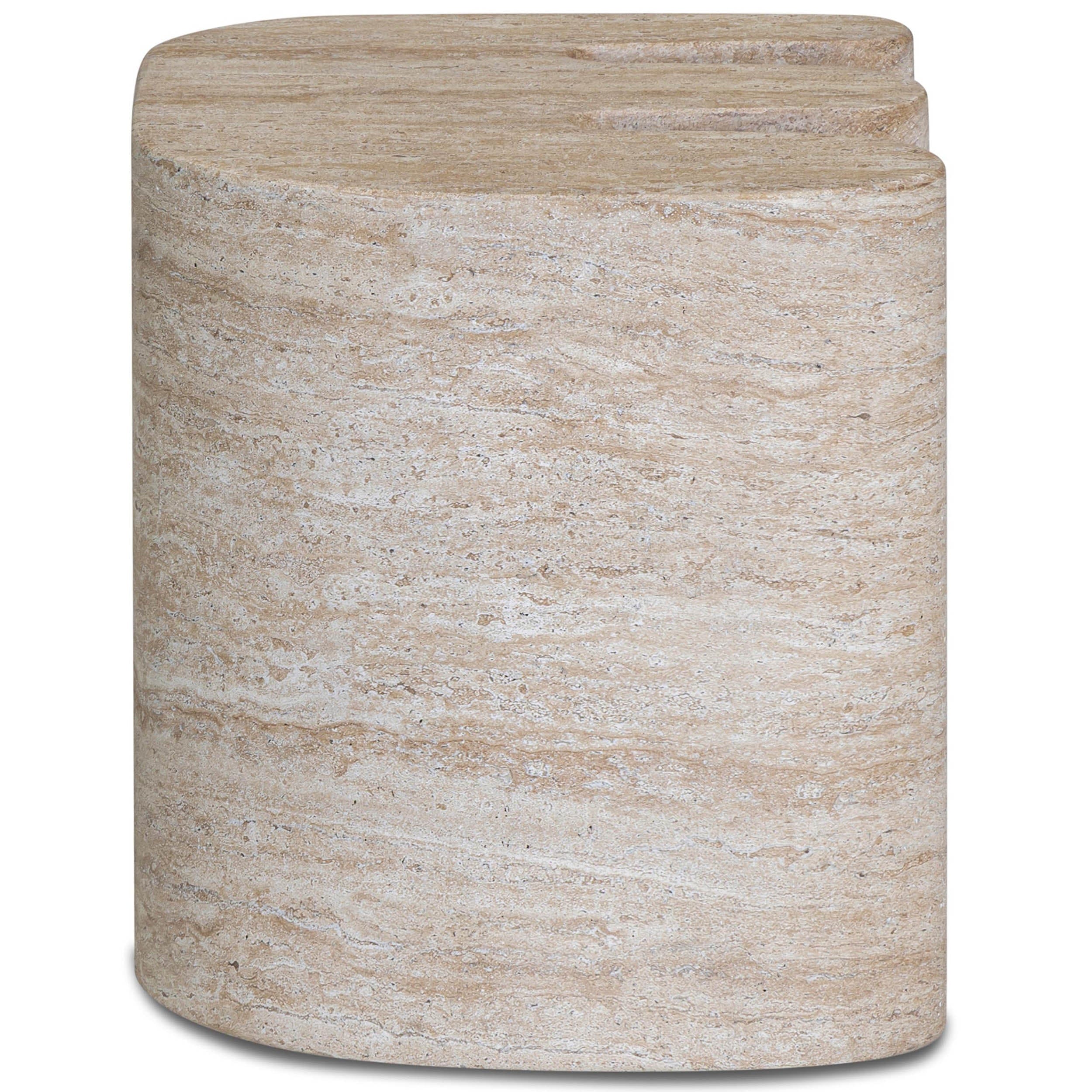 Thyme Outdoor Side Table, Travertine - Image 3