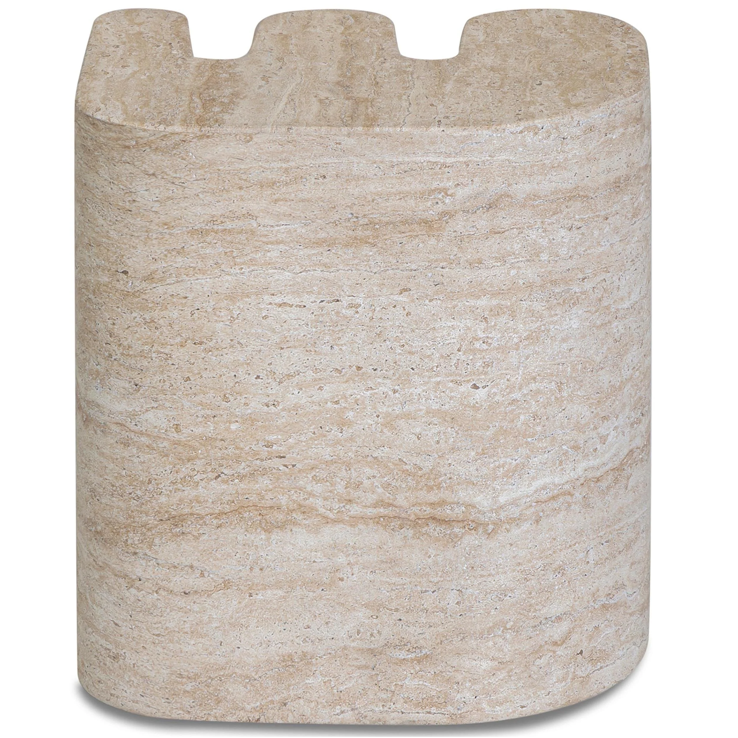 Thyme Outdoor Side Table, Travertine - Image 4