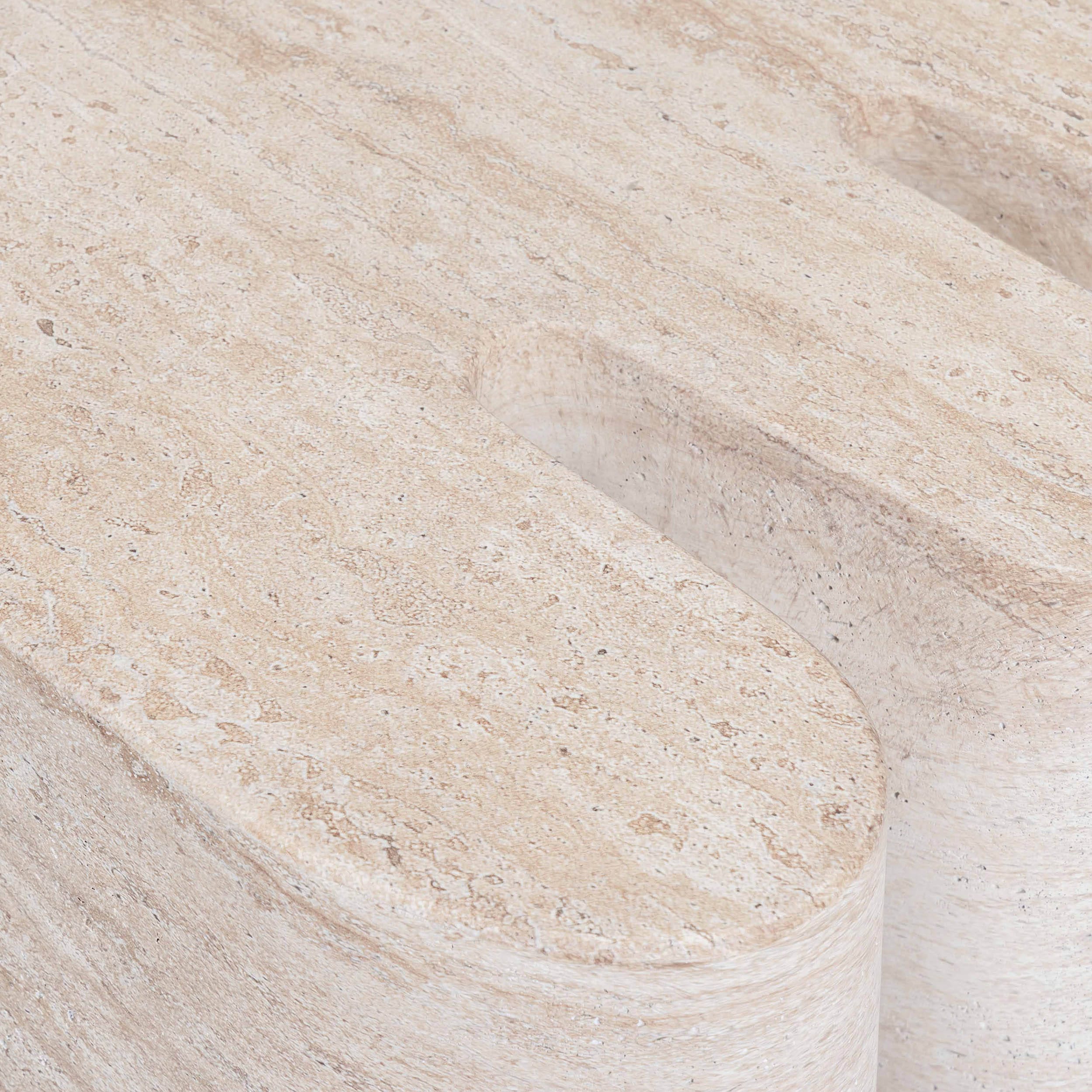 Thyme Outdoor Side Table, Travertine - Image 6